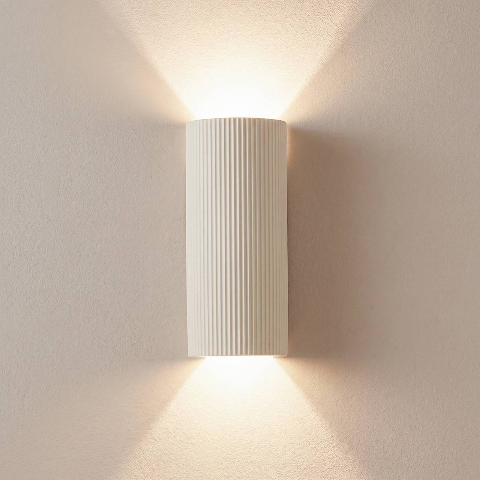 Lindby Wandleuchte Colja, Gips Creme IP20, 2 x 10 W LED
