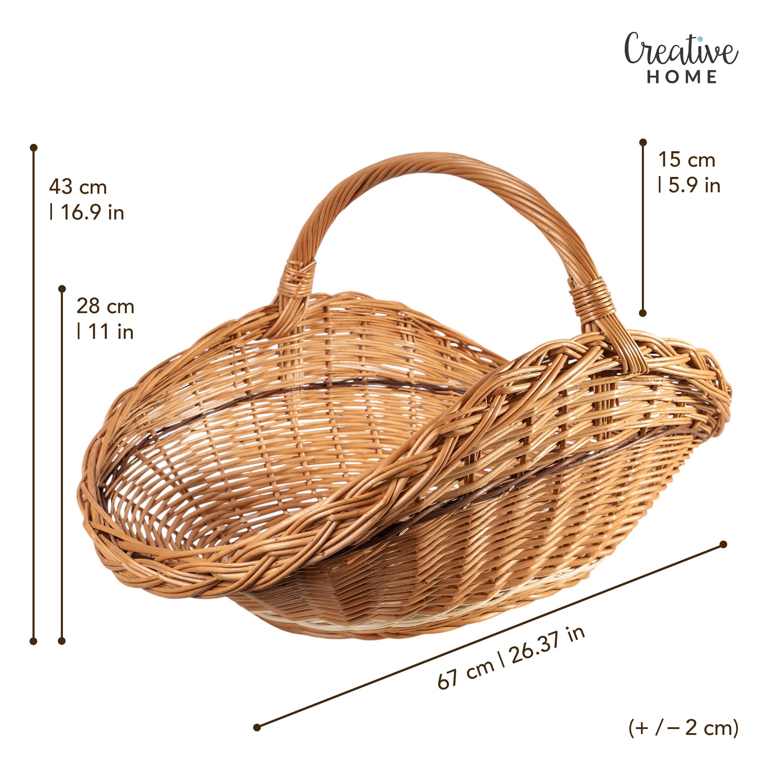 Creative Home Weidenkorb Holztrage Rattan Kaminholzkorb Kaminkorb Tragekorb – Bild 3 von 5