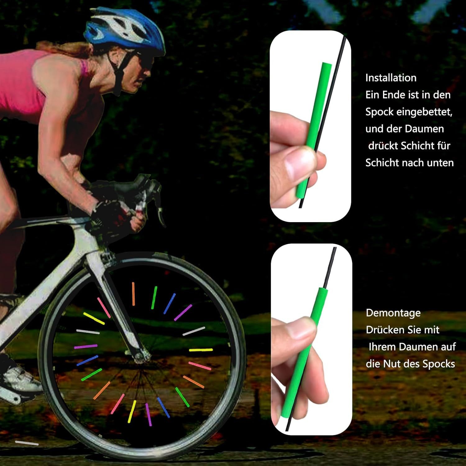 FELIXLEO Fahrradreflektor 84 Bunte Speichenreflektoren 360 Sichtbarkeit 7 Farben Radfahren, (1 St) – Bild 5 von 5