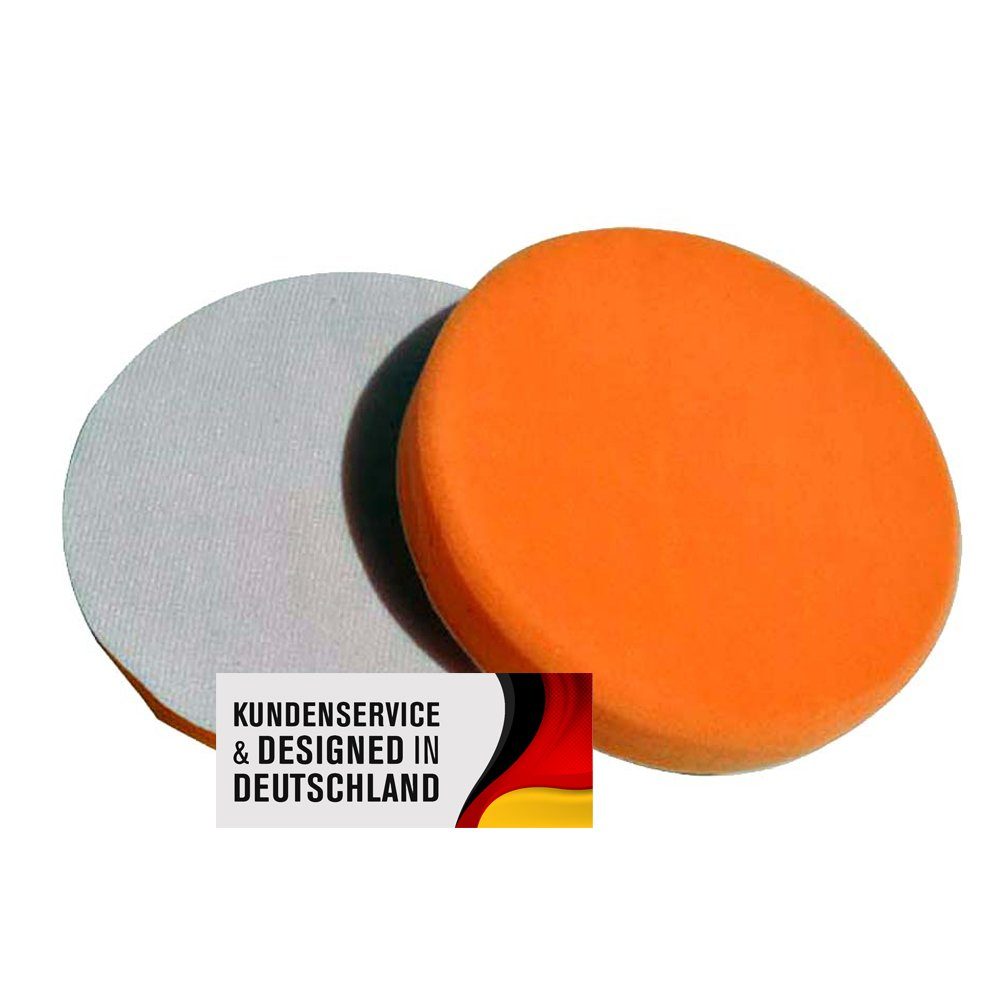Duke-Handel Polierschwamm 2x Polierschwämme orange 180mm, MEDIUM, (Set, 2 St), 180mm - Klett-Aufnahme, Auswaschbar, Reißfest
