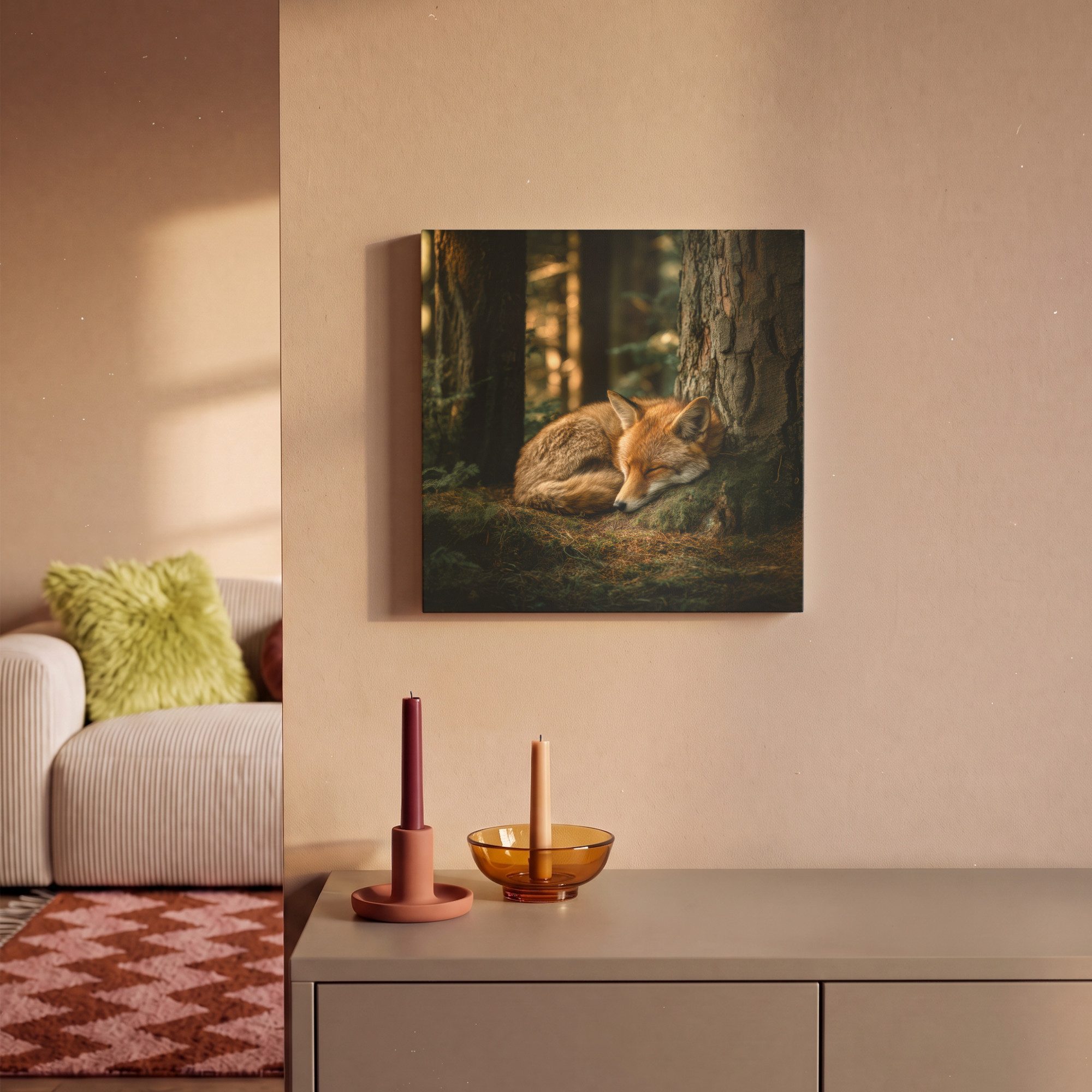 OneMillionCanvasses® Leinwandbild Fuchs - Wald - Schlaf, Fotodruck (1 St), Leinwand Canvas Wandbild, Wanddekoration 20x30 cm – Bild 2 von 5