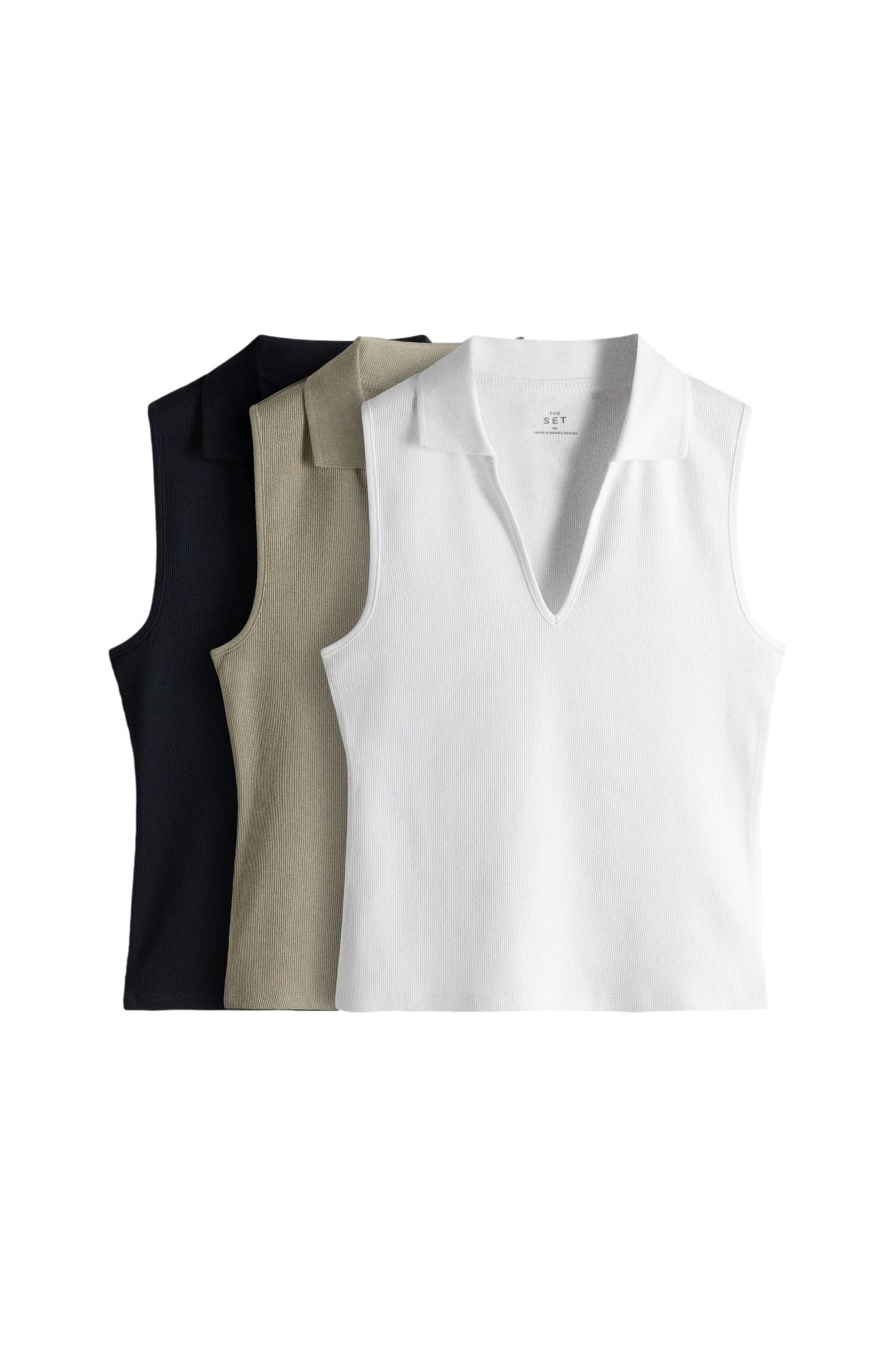The Set Trägertop The Set gerippte Polo-Oberteile, 3er-Pack (3-tlg)