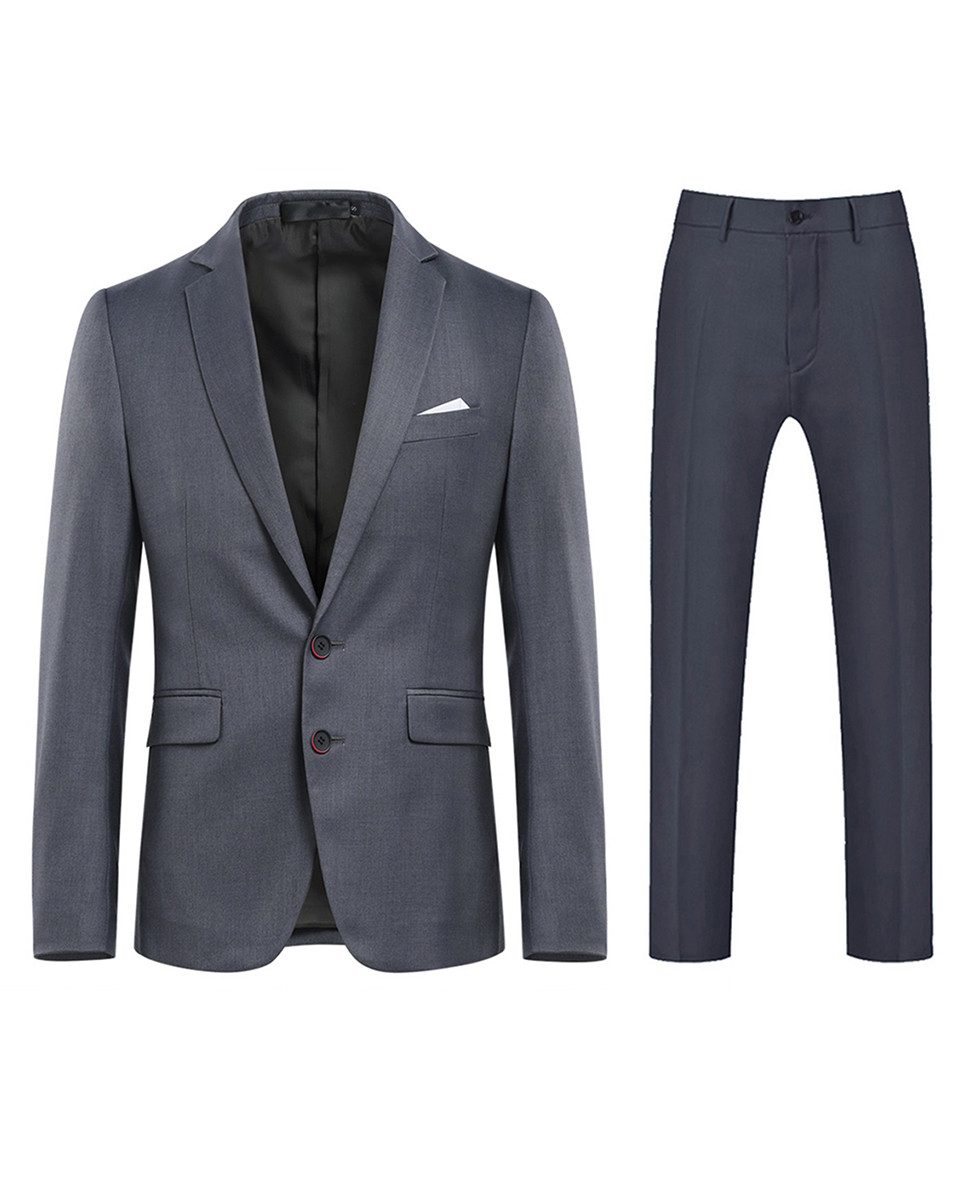Allthemen Anzug (2 tlg) Herren 2 tlg Anzug mit 2 Knöpfen Komplettanzug für Hochzeiten