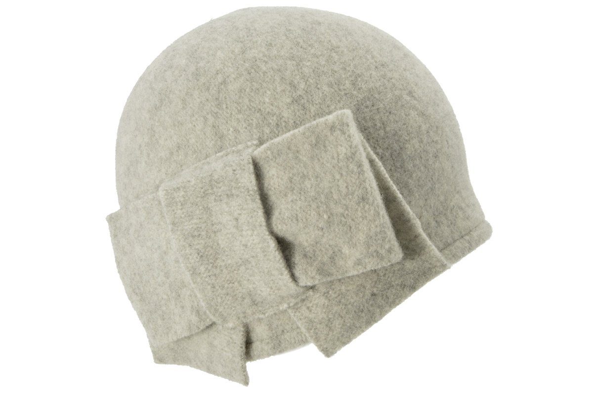Seeberger Strickmütze Walkmütze aus Wolle mit Schleifen Garnitur 0013 anthracite