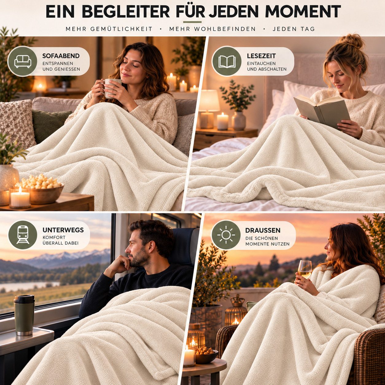 Wohndecke Kuscheldecke 260 g/m², flauschige Wohndecke, Fleecedecke, Oeko-Tex, Komfortec – Bild 3 von 5