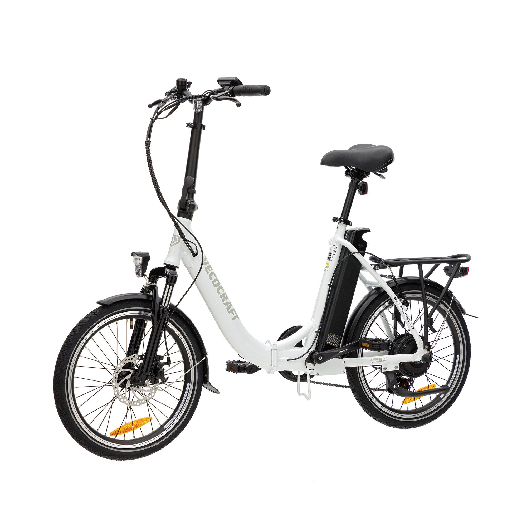 VECOCRAFT E-Bike Shimano Gang Heckmotor, Kettenschaltung, 13AH, Weiß Schaltwerk, Tournry 7 E-Pax Wh Akku 468,00