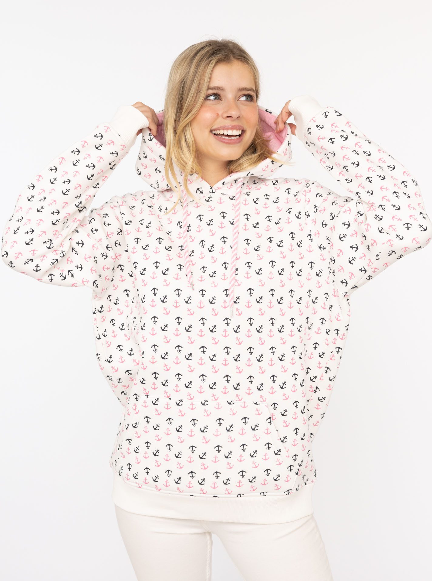 Zwillingsherz Hoodie "Anker AOP" allover Ankerprint, Kapuze mit Kordelzug, günstig online kaufen