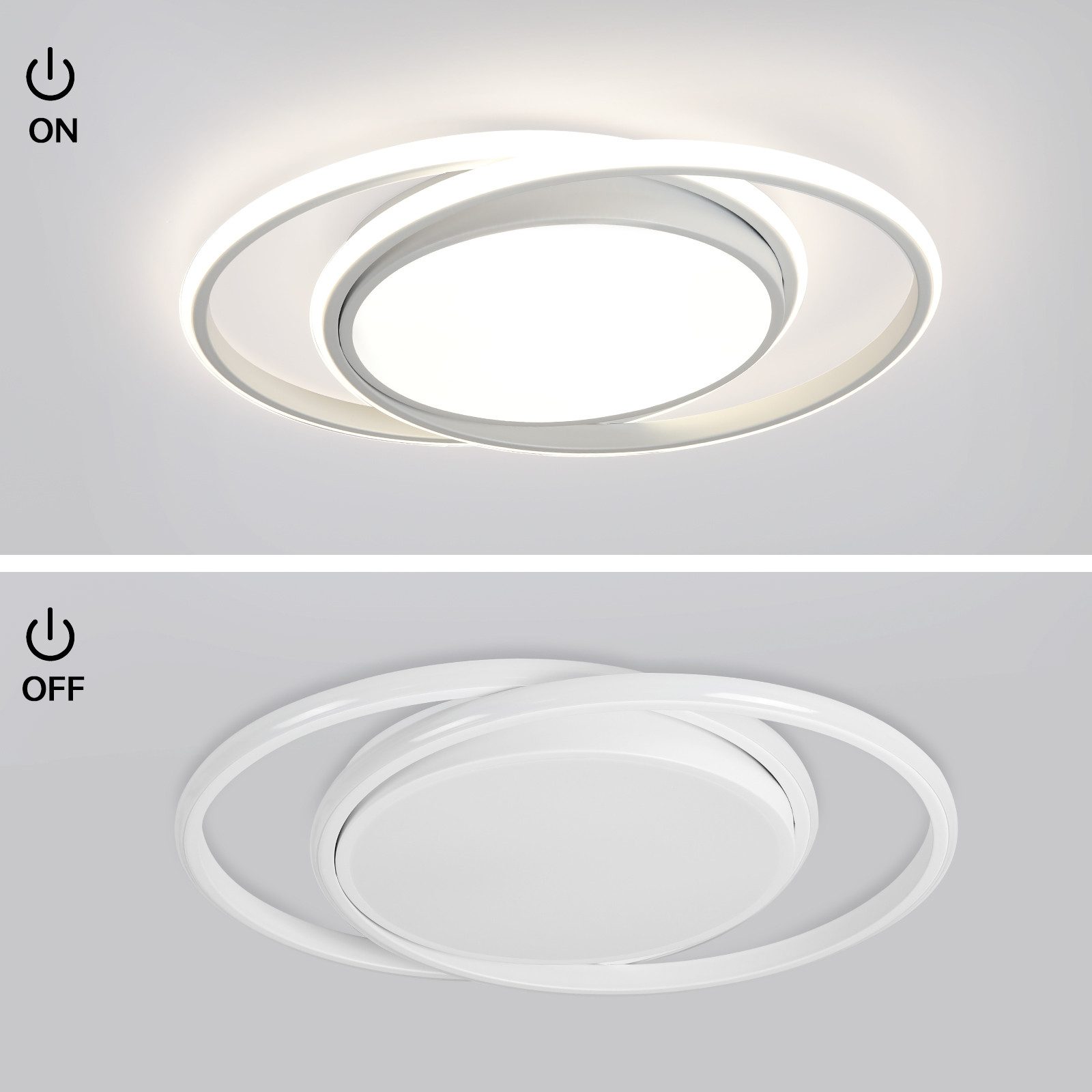 JDONG LED Deckenleuchte Flach Rund Weiß Deckenlampe 24W/36W/54W, Durchmesser 30CM/40CM/50CM, Dimmabr 3000-6000K, LED fest integriert, 3000K Warmweiß, für Schlaf – Bild 5 von 5