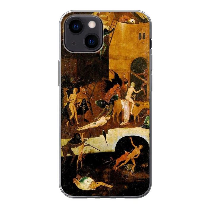 MuchoWow Handyhülle Heuwaage rechter Flügel des Triptychons - Gemälde von Hieronymus Bosch Handyhülle Apple iPhone 13 Mini Smartphone-Bumper Print Handy