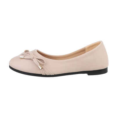 Ital-Design Damen Freizeit Ballerina Blockabsatz Klassische Балетки in Beige