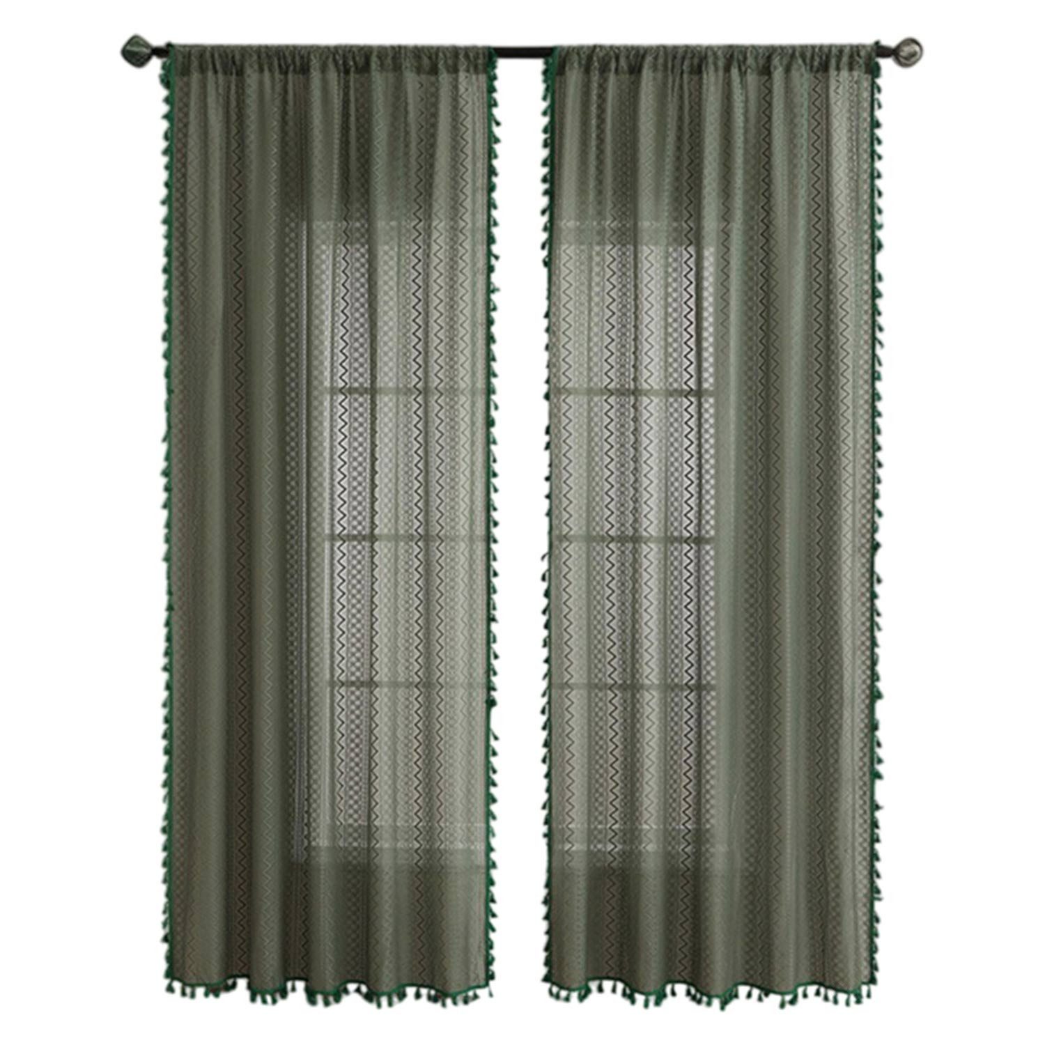 Refttenw Vorhang Spitzenvorhänge,Vorhang Gardinen,Quastendesign,2 Stück günstig online kaufen