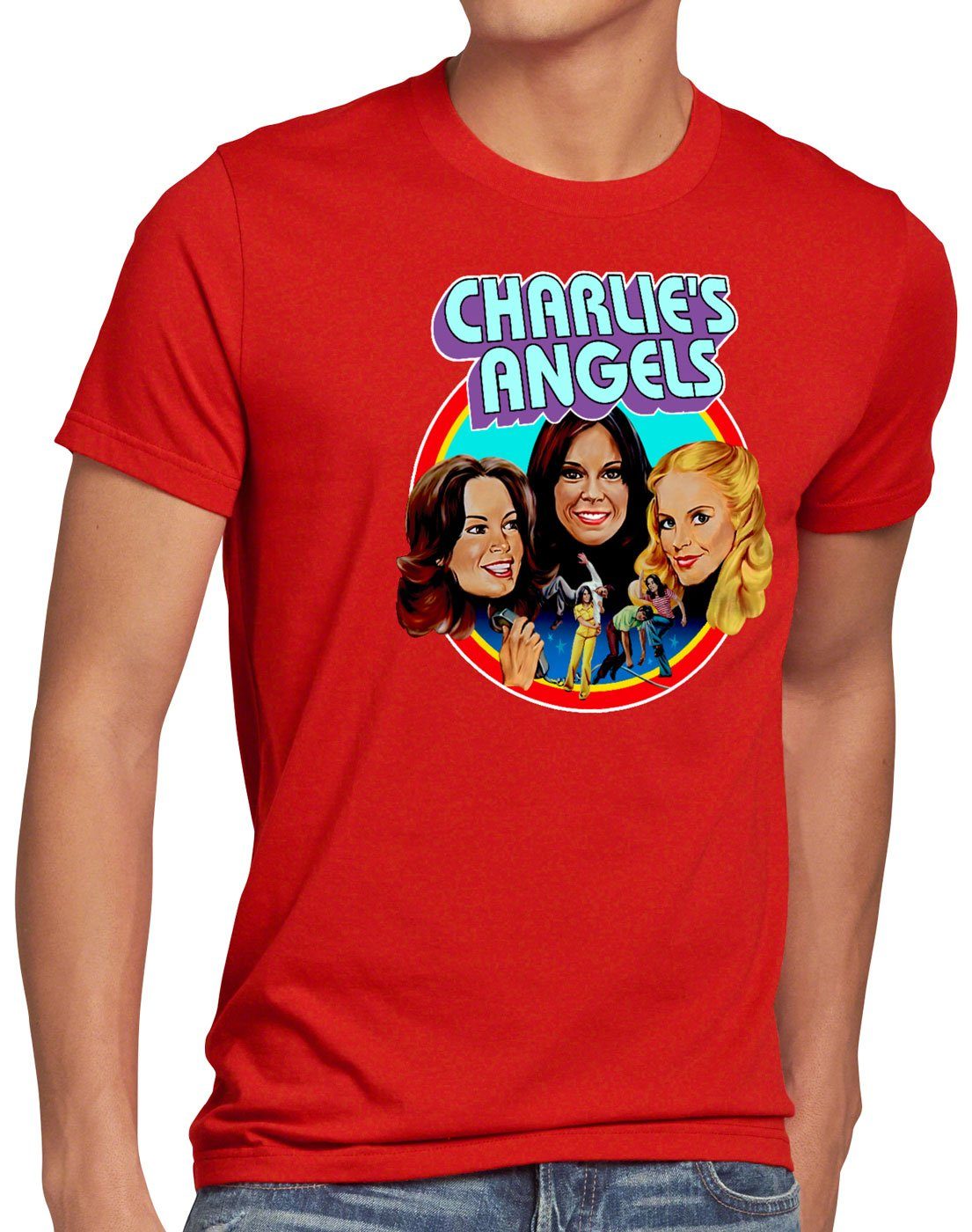 T-Shirt eingel Charlies drei Print-Shirt style3 Angels für Herren rot