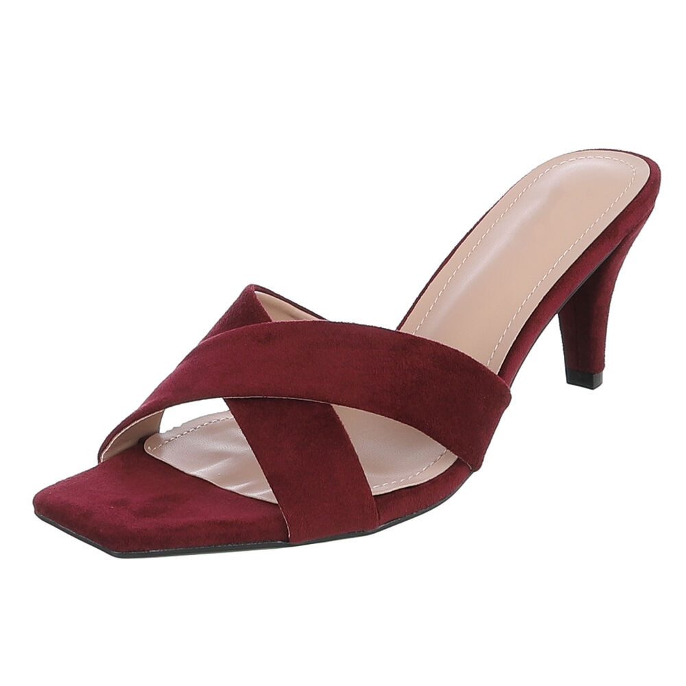 Ital-Design Damen Mules Pumps mit Stilettoabsatz und Riemen Pantolette (91895818) Pfennig-/Stilettoabsatz Sandalen & Sandaletten in Weinrot