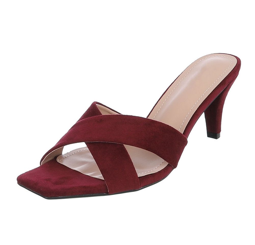 Ital-Design Damen Mules Pumps mit Stilettoabsatz und Riemen Pantolette (91895819) Pfennig-/Stilettoabsatz Sandalen & Sandaletten in Weinrot