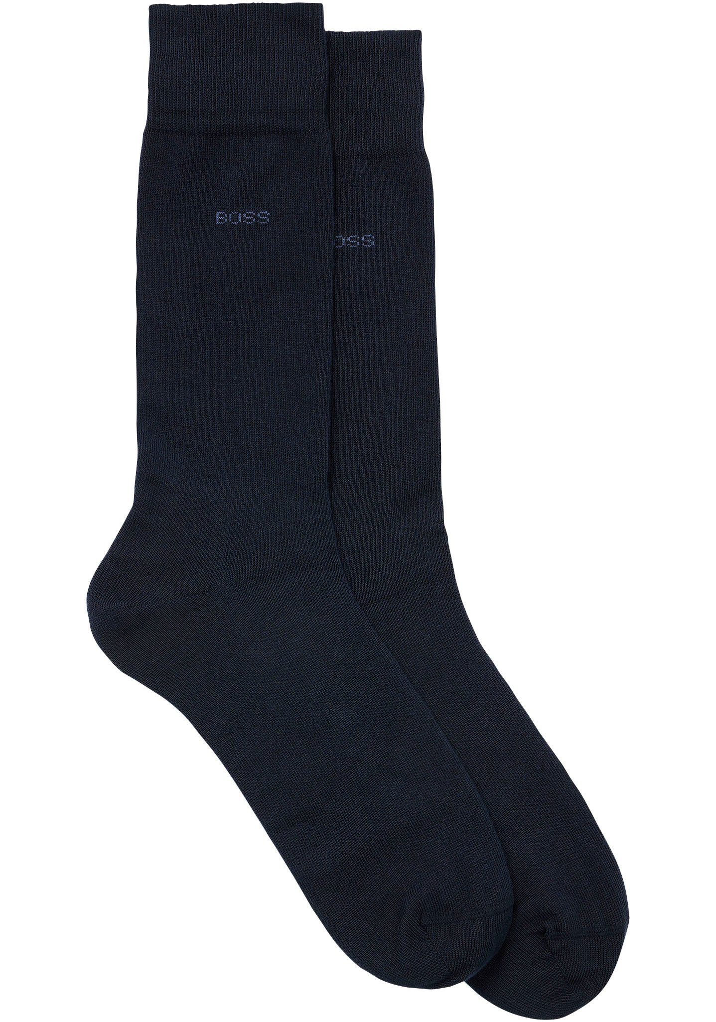 BOSS Socken 2P RS Uni (2-Paar) mit gerippten Bündchen 2x dunkelblau