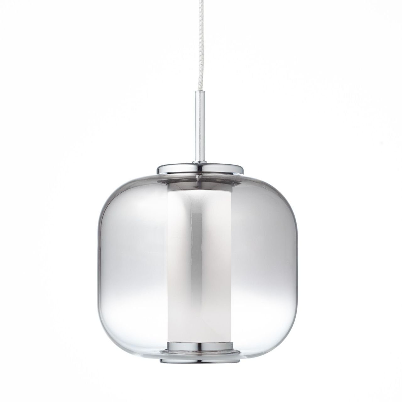 Brilliant Pendelleuchte Rafa, LED wechselbar, Warmweiß, LED Hängelampe 1flg chrom/rauchglas
