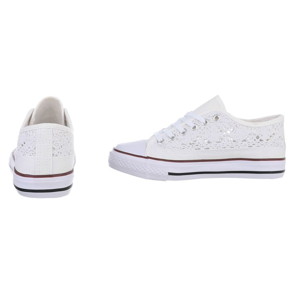 Ital-Design Bequeme Freizeit Sneaker für Damen und Herren Sneaker (89091951) Flach Sneakers Low in Weiß