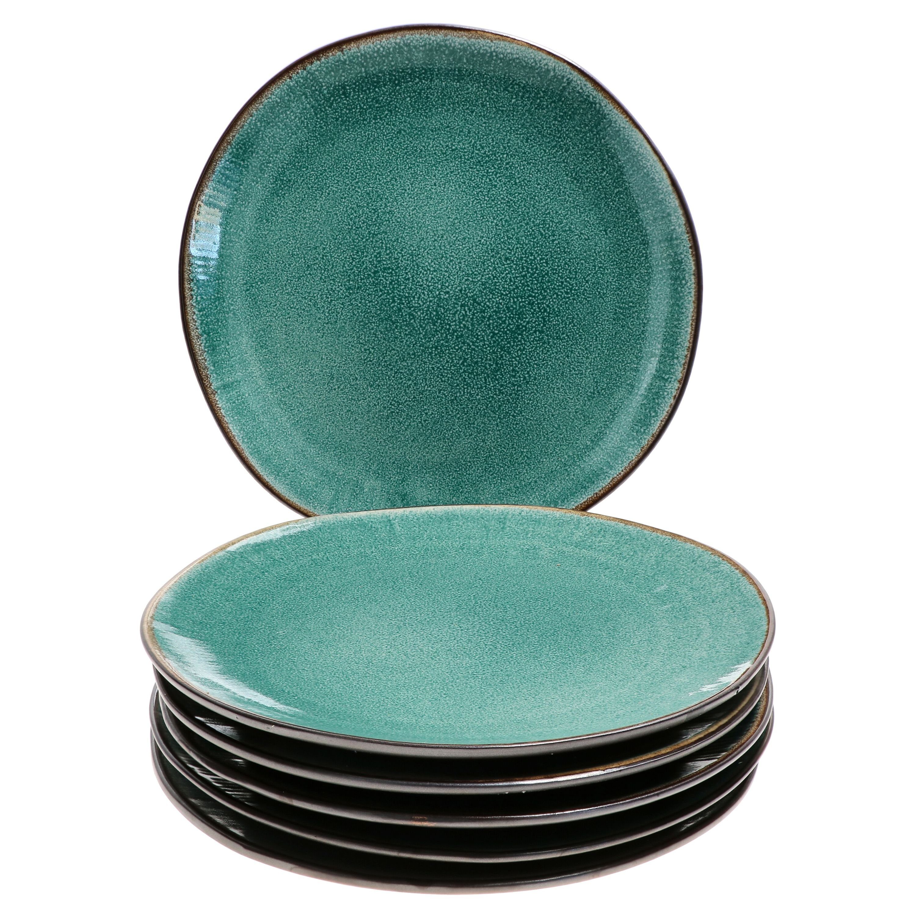 Leros Dessertteller - Bluegreen Set Glaze 6er Reactive Frühstücksteller MamboCat - Green