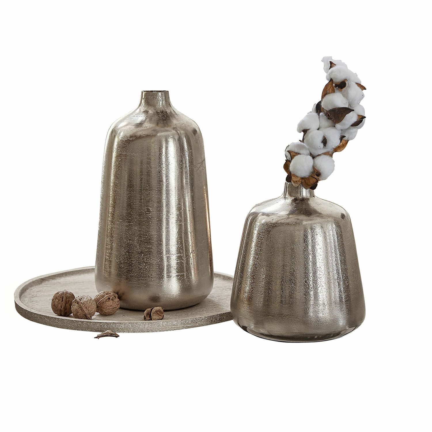 Mirabeau Tischvase Vase 2er Set Orabela silber günstig online kaufen