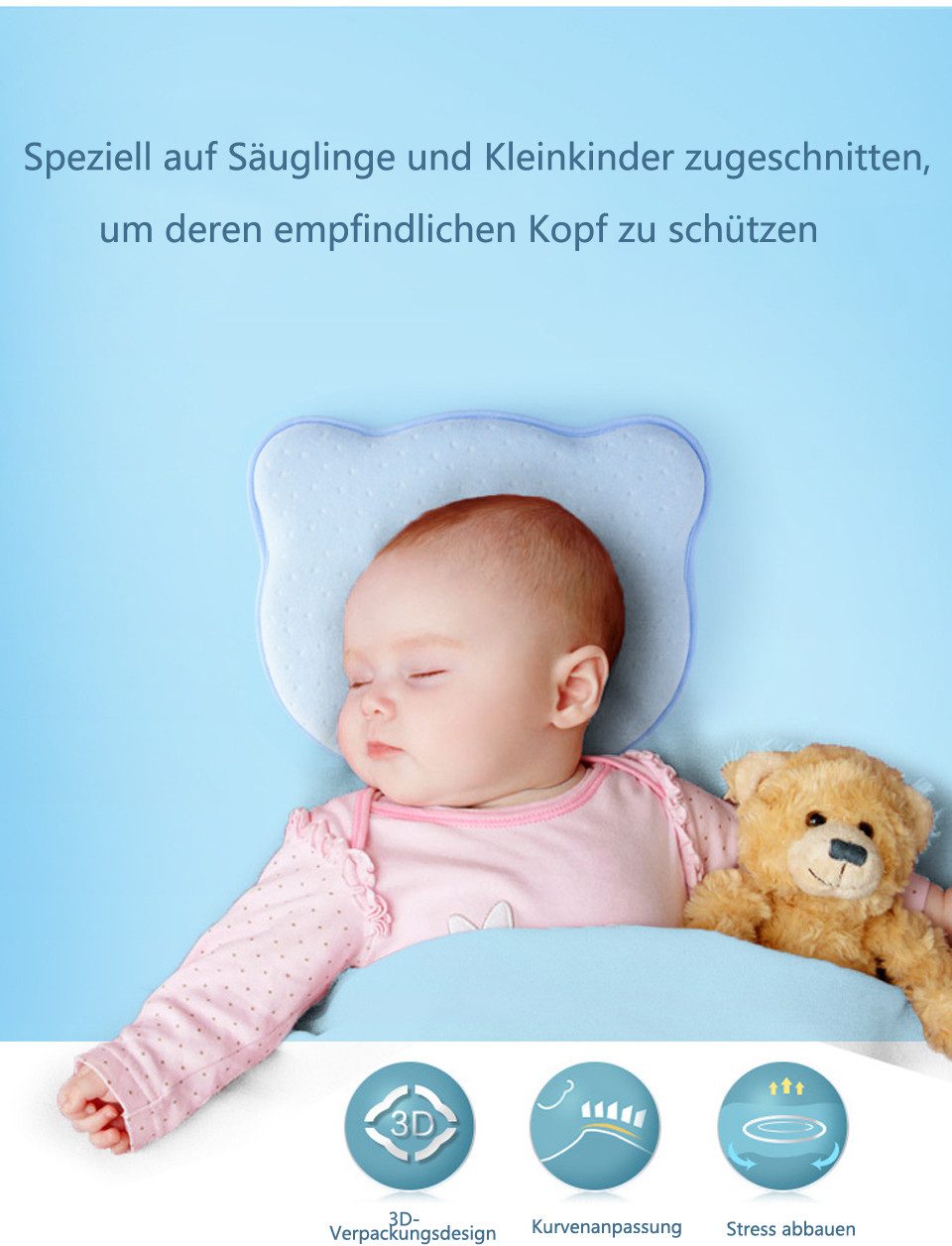 Coonoor Babykissen Babykopfkissen zur Vorbeugung von schrägen, schrägen Kop günstig online kaufen