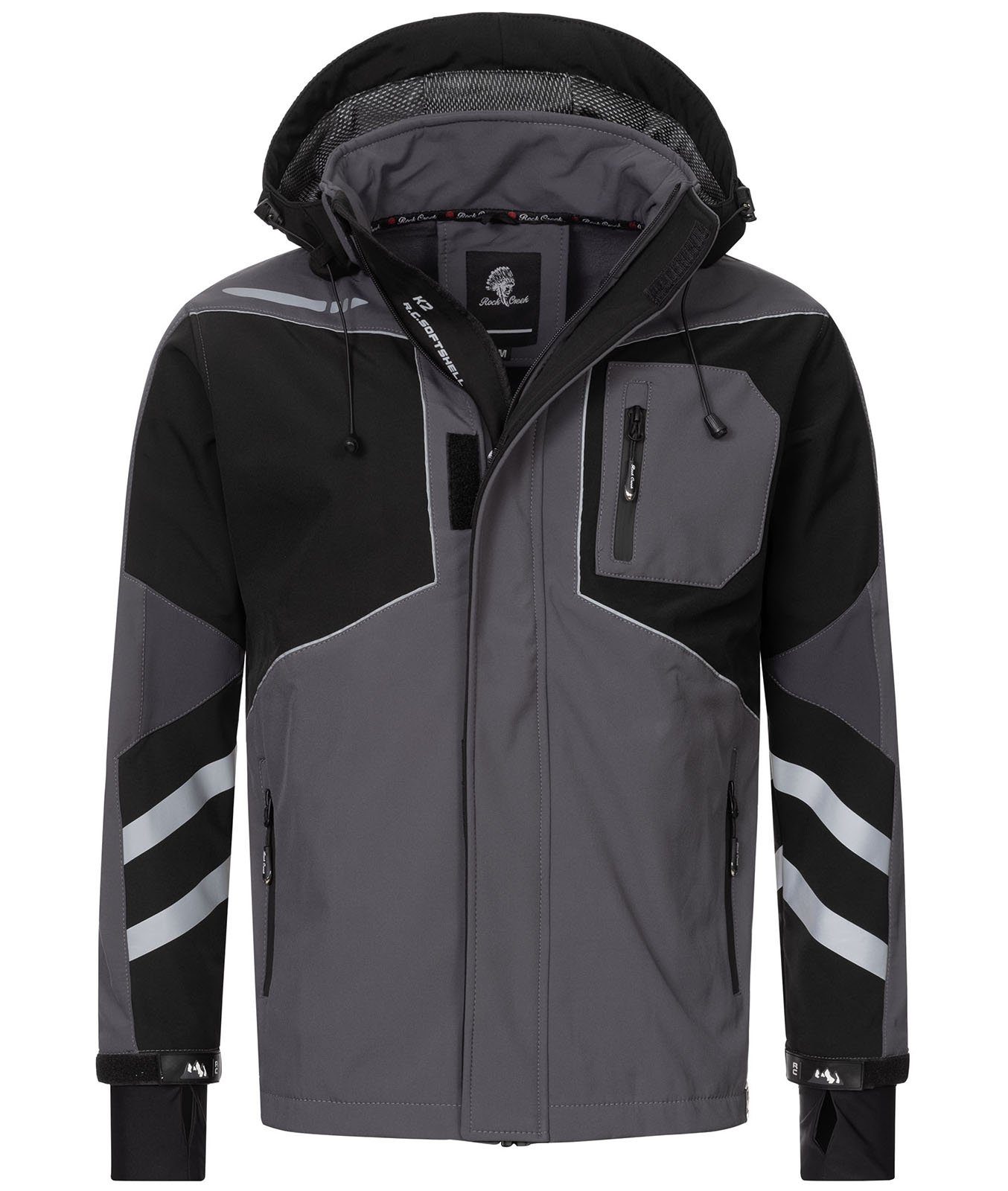 Rock Creek Softshelljacke Herren Softshelljacke Wanderjacke H-287 auch in Großen Größen erhältlich, mit Kapuze, mit Stehkragen