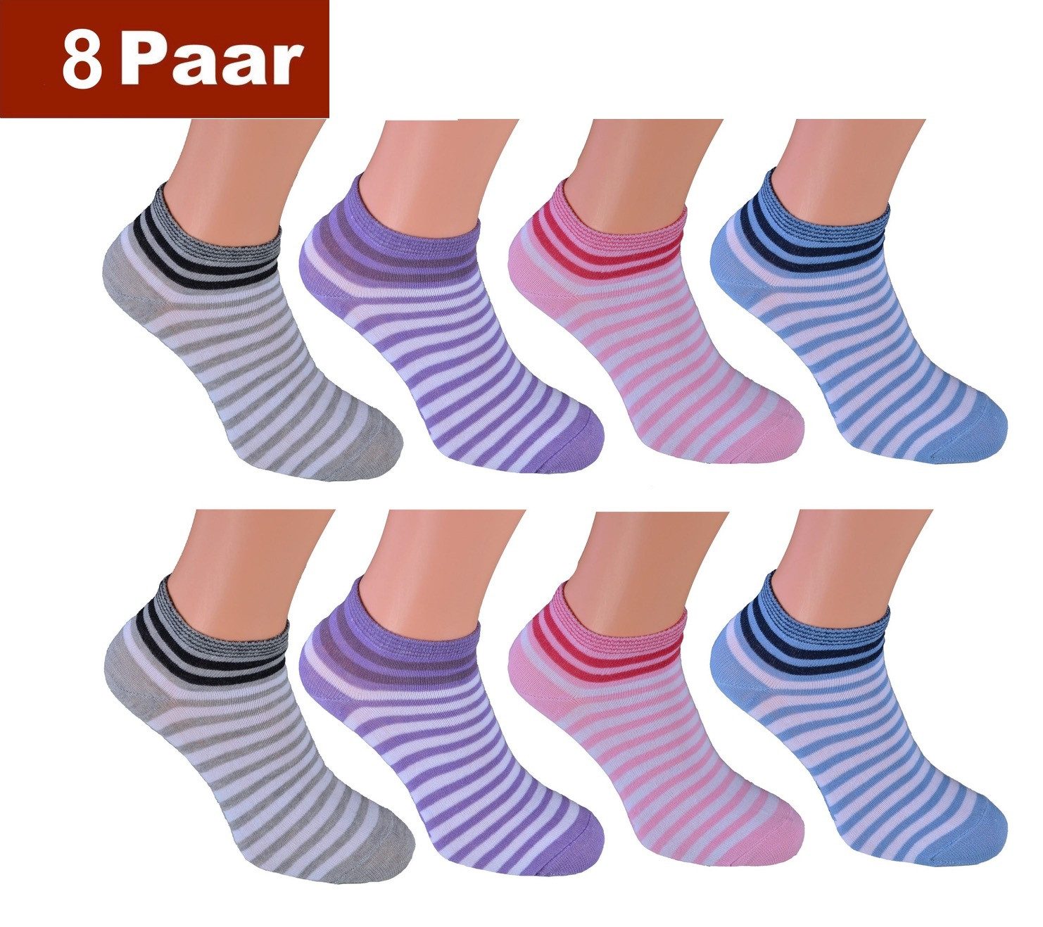 Sneakersocken Damen Sneaker Socken bunte Füsslinge kurze halbe Söckchen 80 Baumwolle