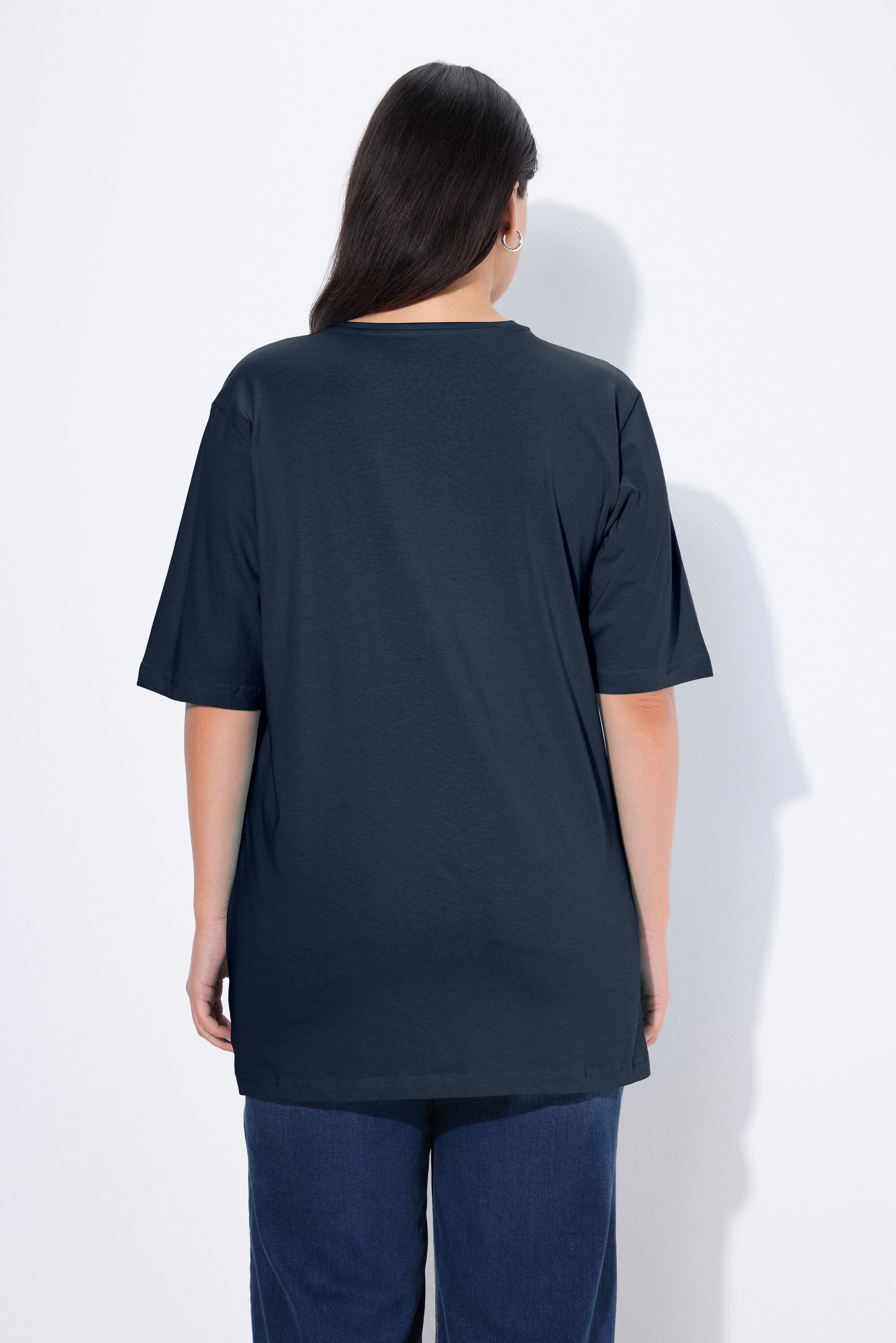 Ulla Popken T-Shirt T-Shirt V-Ausschnitt Relaxed Halbarm