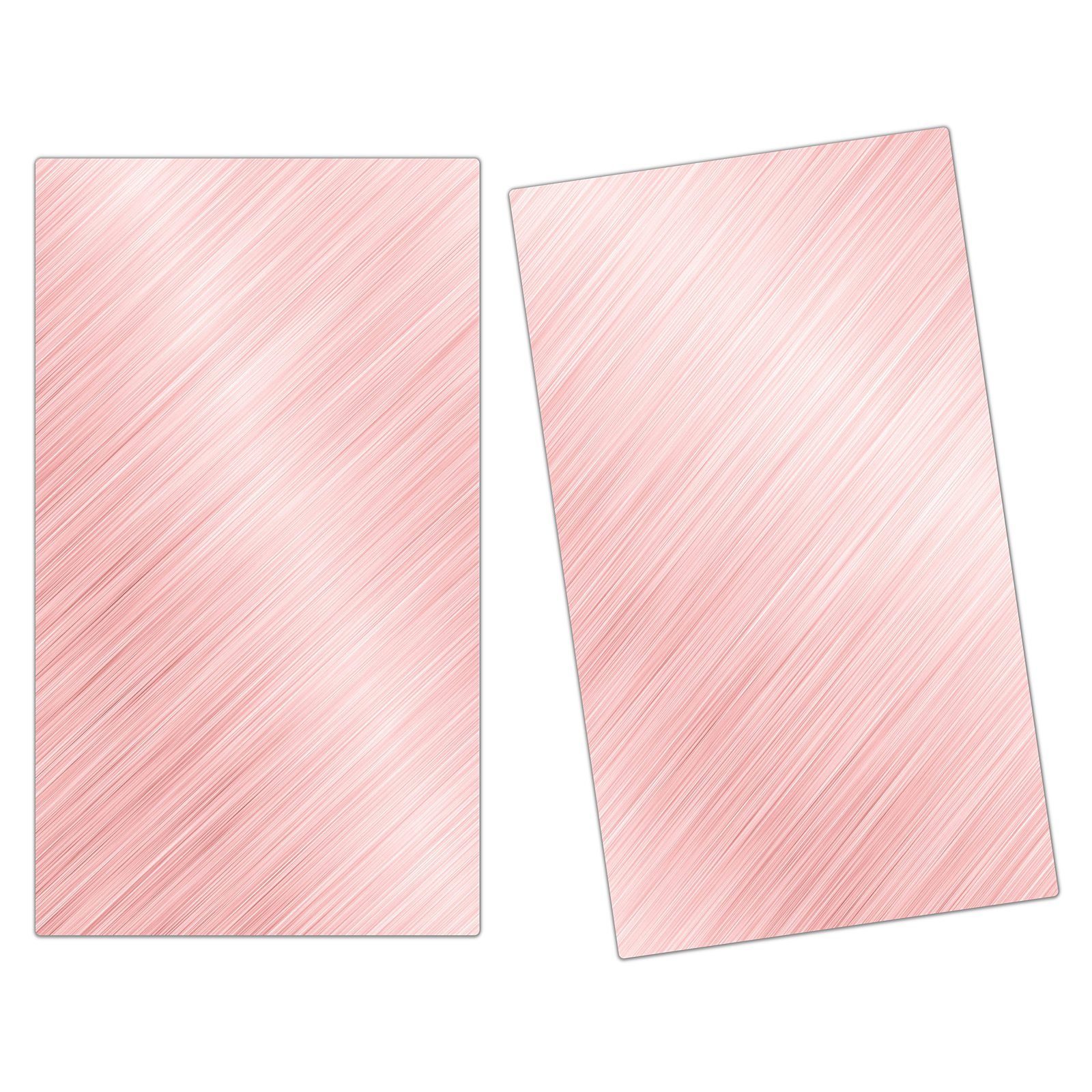 Glas Glas, Primedeco Spritzschutz Herd-Abdeckplatte Hintergrund, (2 aus Rosa Herdabdeckplatte tlg)