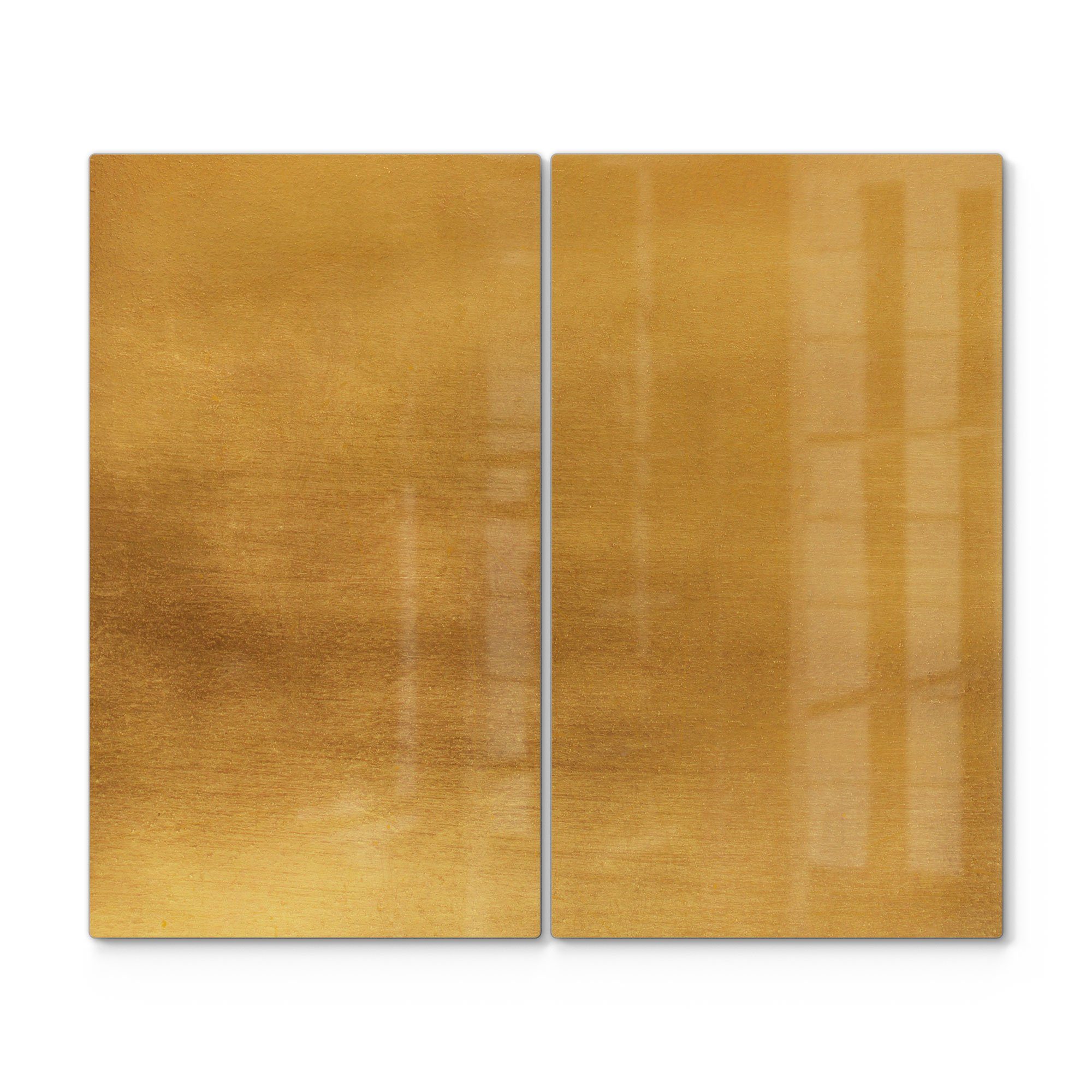 DEQORI Herdblende-/Abdeckplatte 'Gebürstetes Goldblech', Glas, (2 tlg), Glas Herdabdeckplatte Ceranfeld Herd