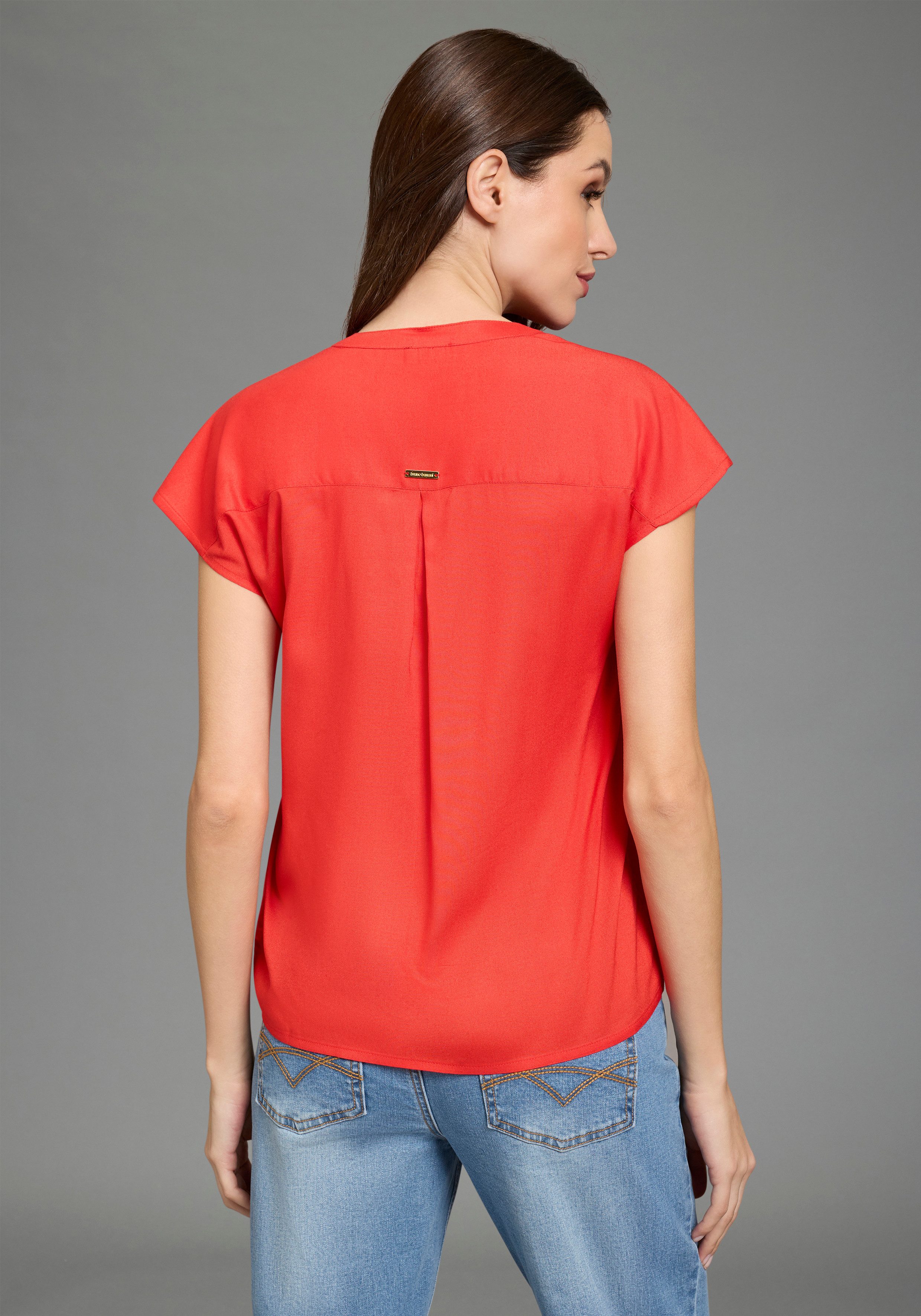 Bruno Banani Kurzarmbluse mit Reißverschluss, figurumspielende Passform, un günstig online kaufen