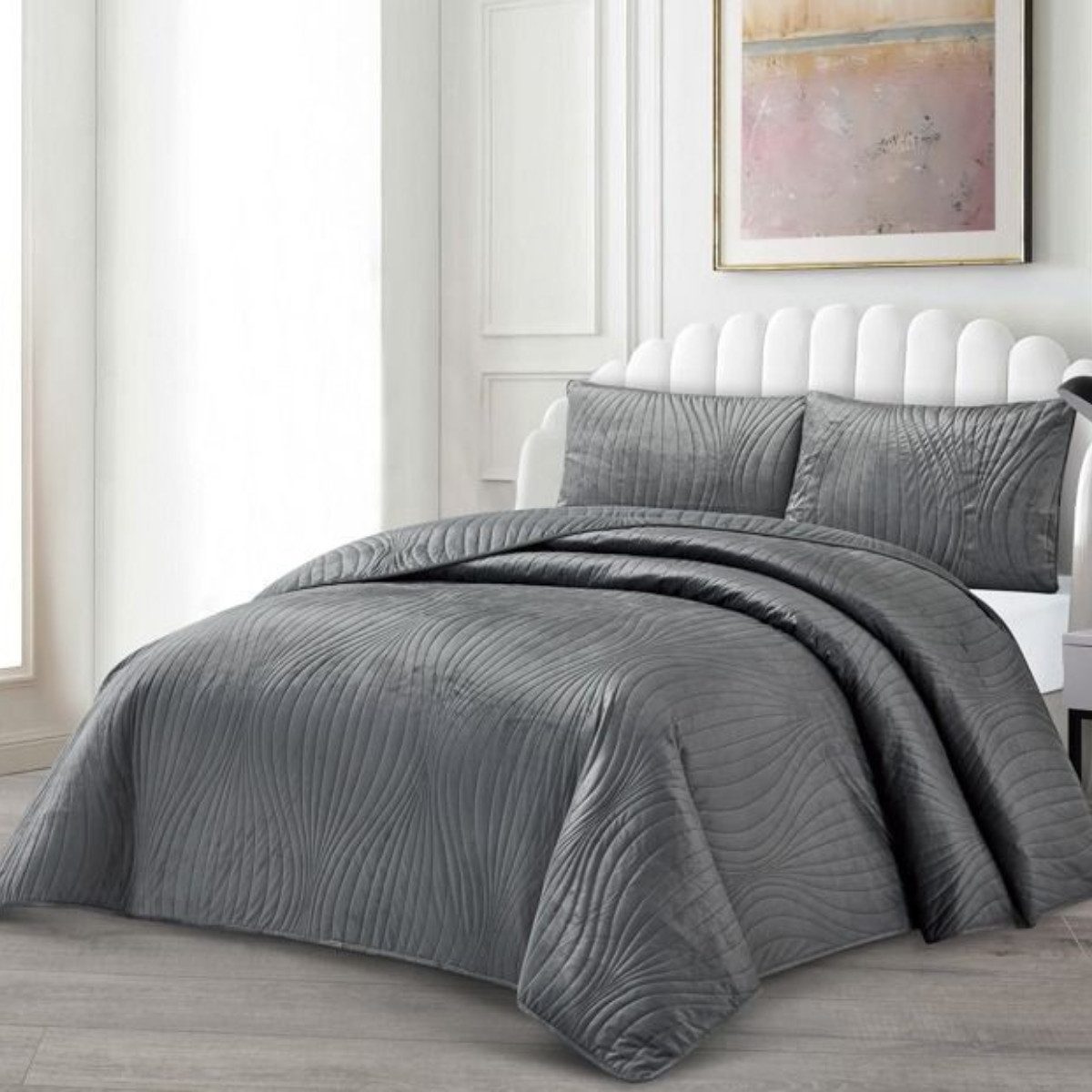 Tagesdecke Set Iris Überwurf Decke 3-Teilig 240 x 250 cm