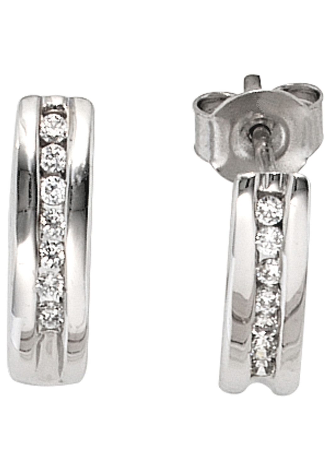 JOBO Paar Creolen Ohrringe Weißgoldohrringe, 585 Weißgold mit 14 Diamanten
