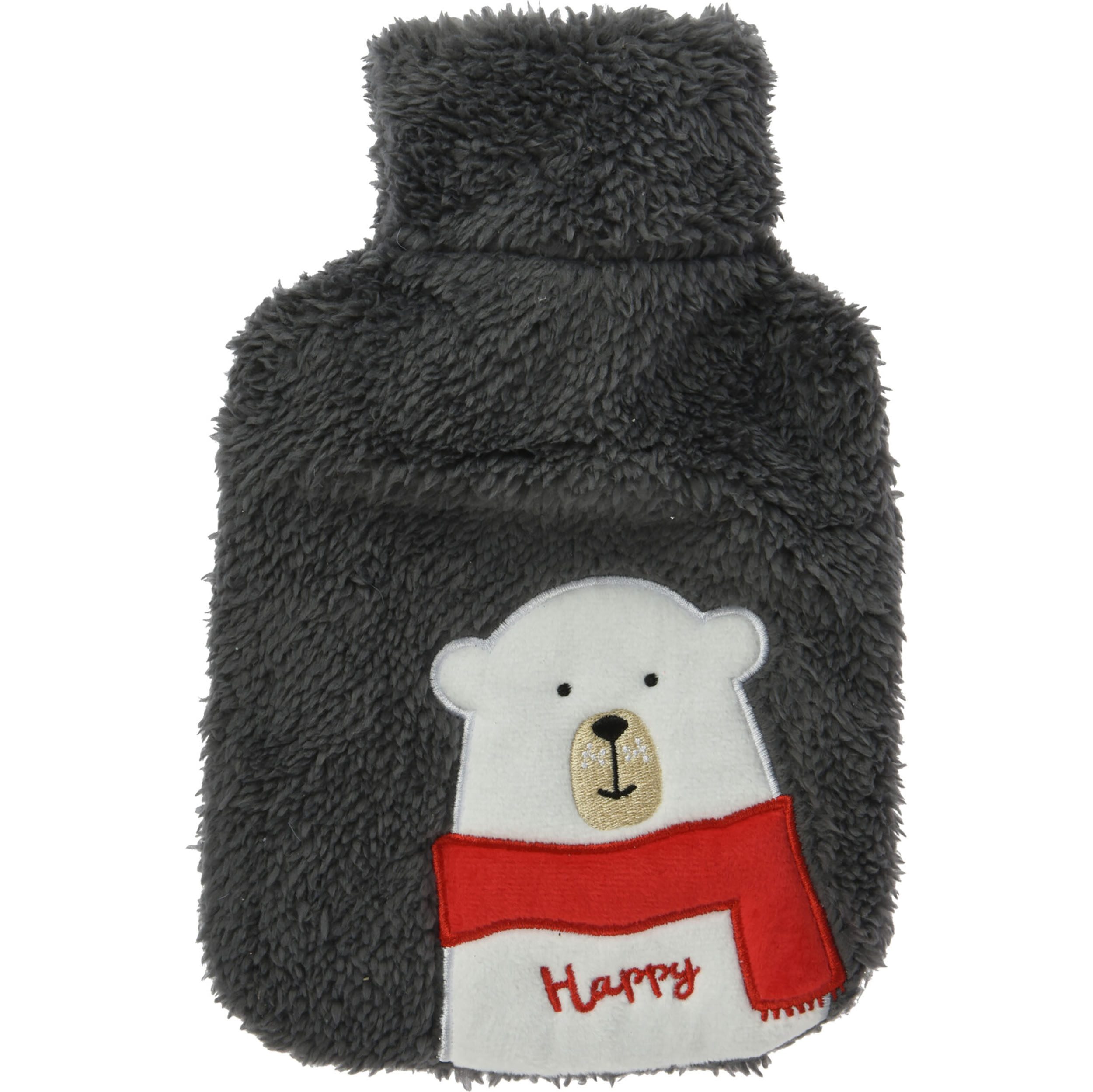Annastore Wärmflasche Wärmflasche mit Microfaserbezug kuschelige Wärmflasche, 850 ml, waschbarer Bezug, Weihnachtlich