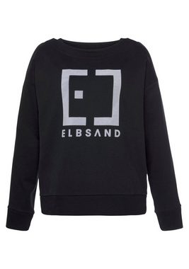 Elbsand Sweatshirt Finnia mit Flockprint vorne, klassischer Sweater aus weicher Ware