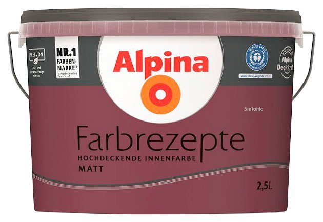 Alpina Wand- und Deckenfarbe Farbrezepte Sinfonie Intensives Bordeaux-Rot matt 2 5 Liter