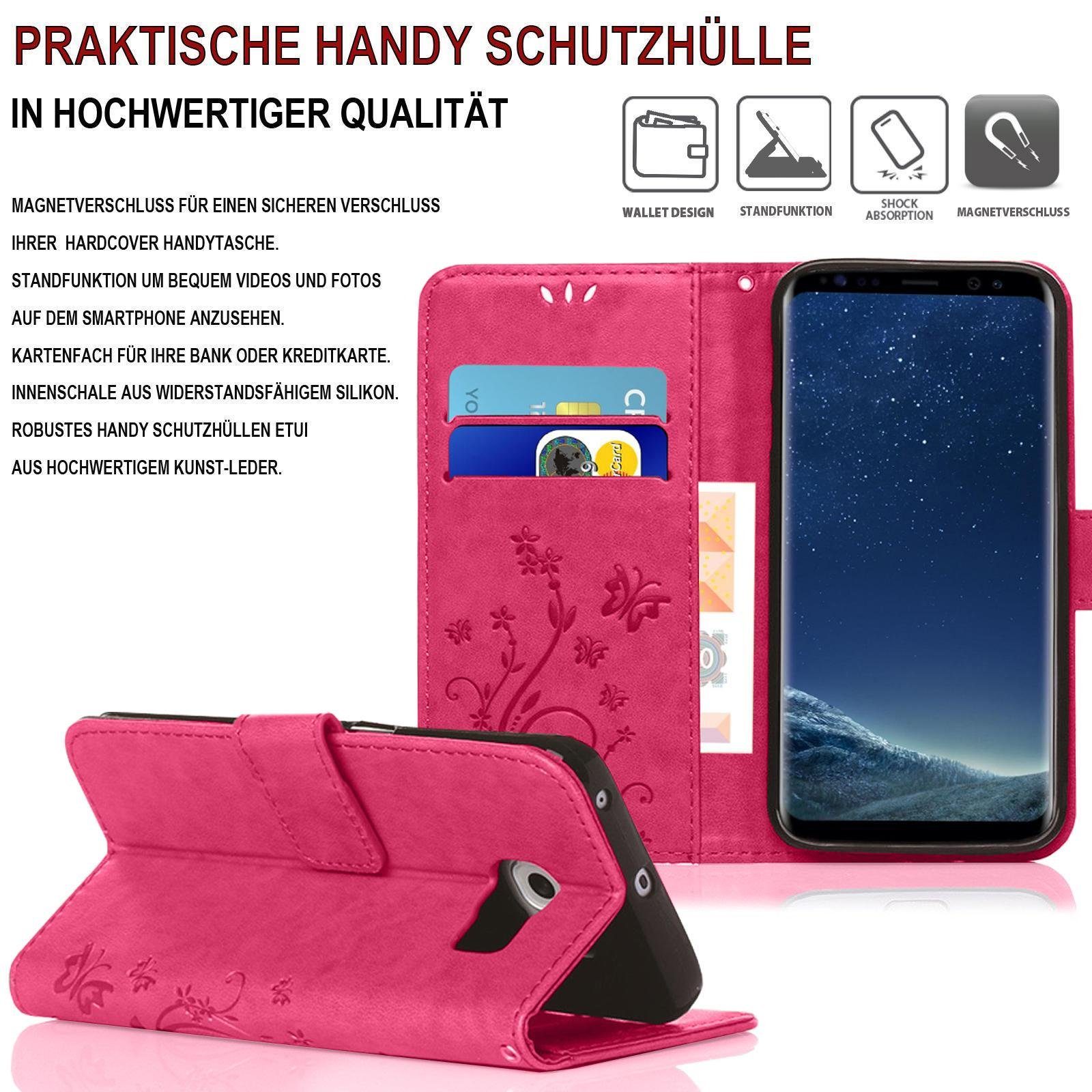 Numerva Handyhülle Bookstyle Flower für Samsung Galaxy S5 / S5 Neo, Handy Tasche Schutzhülle Klapphülle Flip Cover mit Blumenmuster