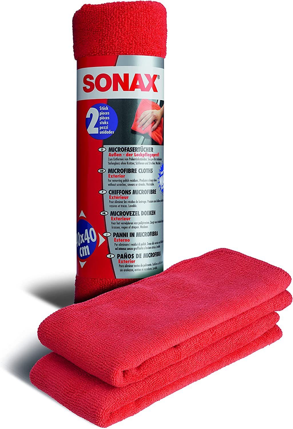Sonax SONAX MicrofaserTuch Außen - der Lackpflegeprofi 40 x 40 cm (2er Pack) Lackpolitur