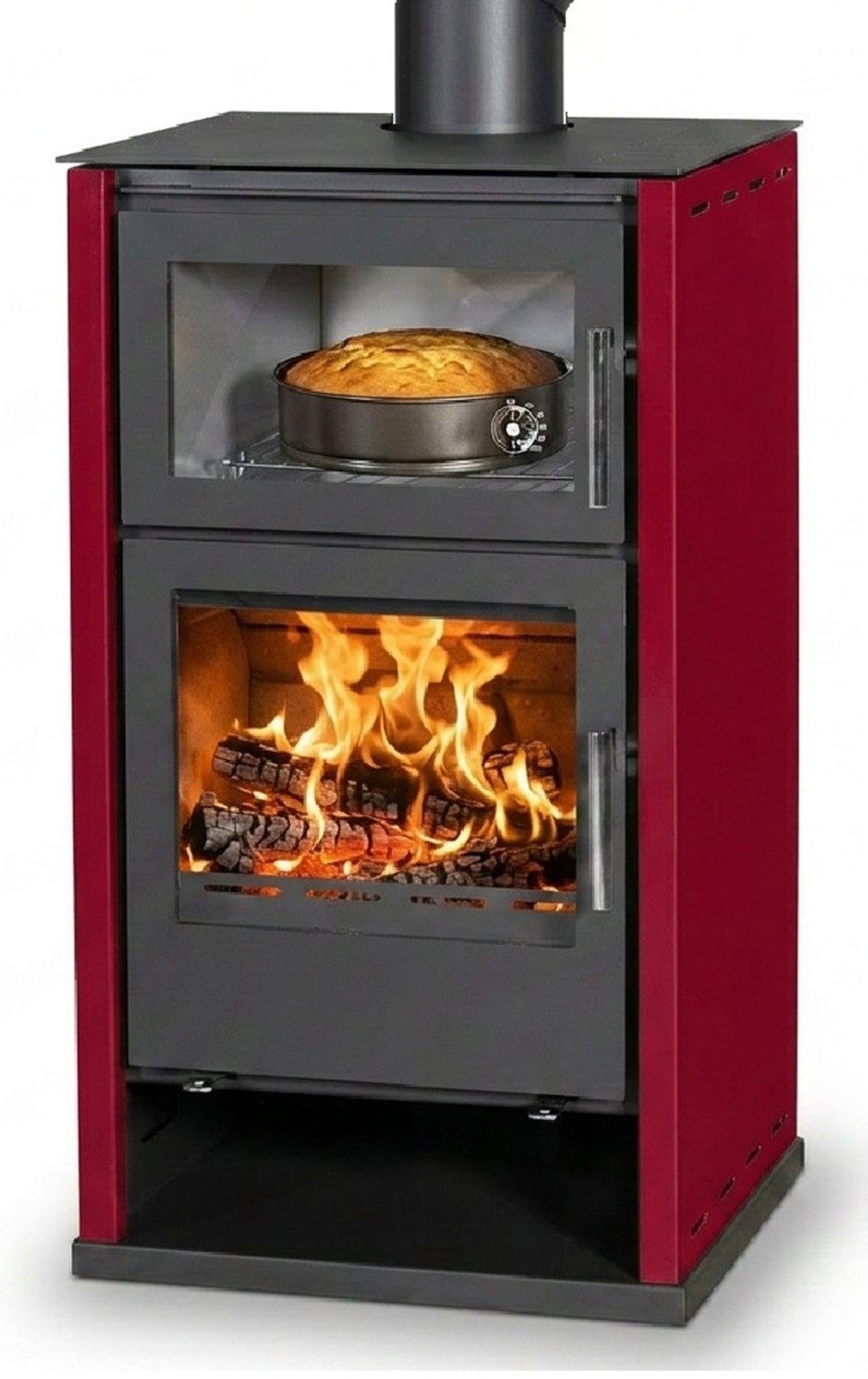 Victoria 05 Kaminofen Regina F Rot mit Backfach + ext. Zuluft, 8,7 kW