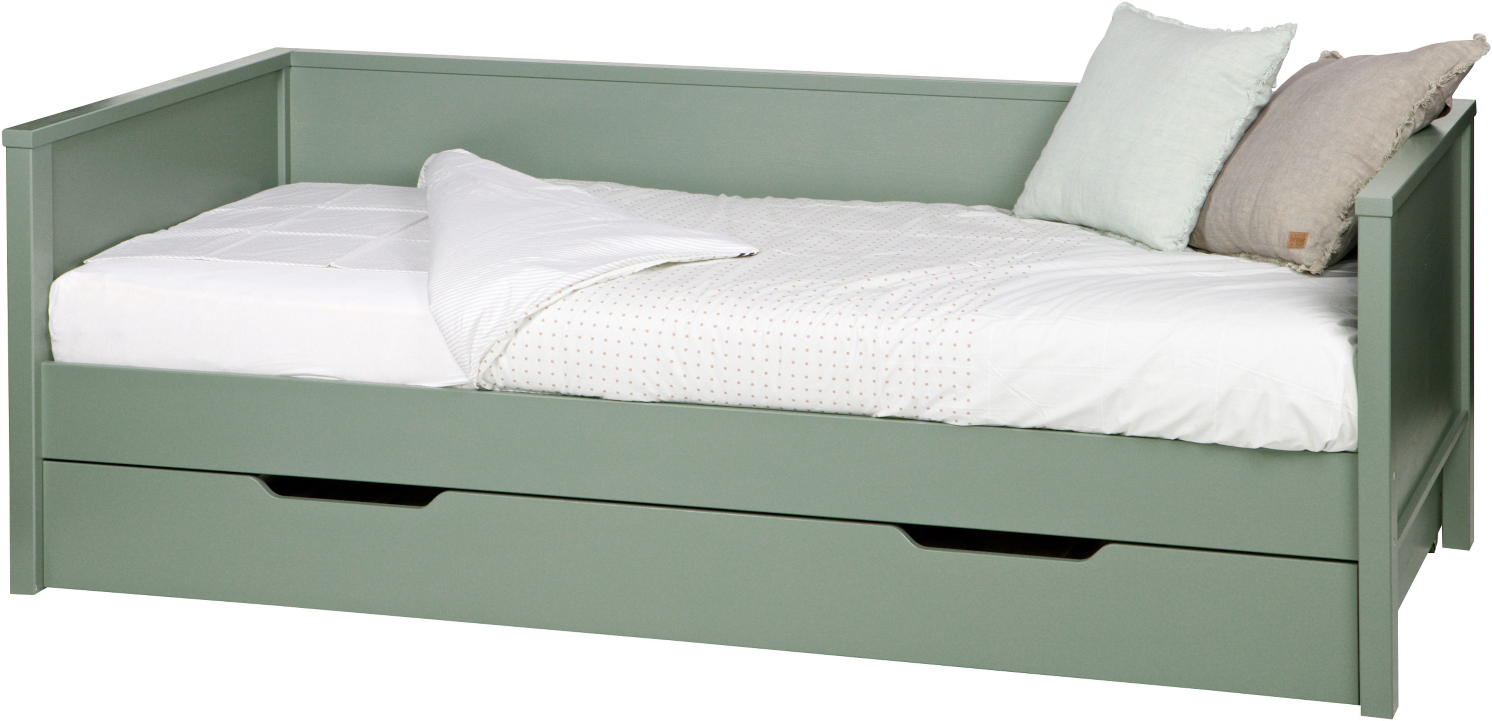 WOOOD Bettgestell Nikki FSC®-Kiefernholz gebürstet, H 73 x B 208 x D 100 cm, Matratzenmaß 90x200 cm, Schublade optional, mit akzentuierter Maserung