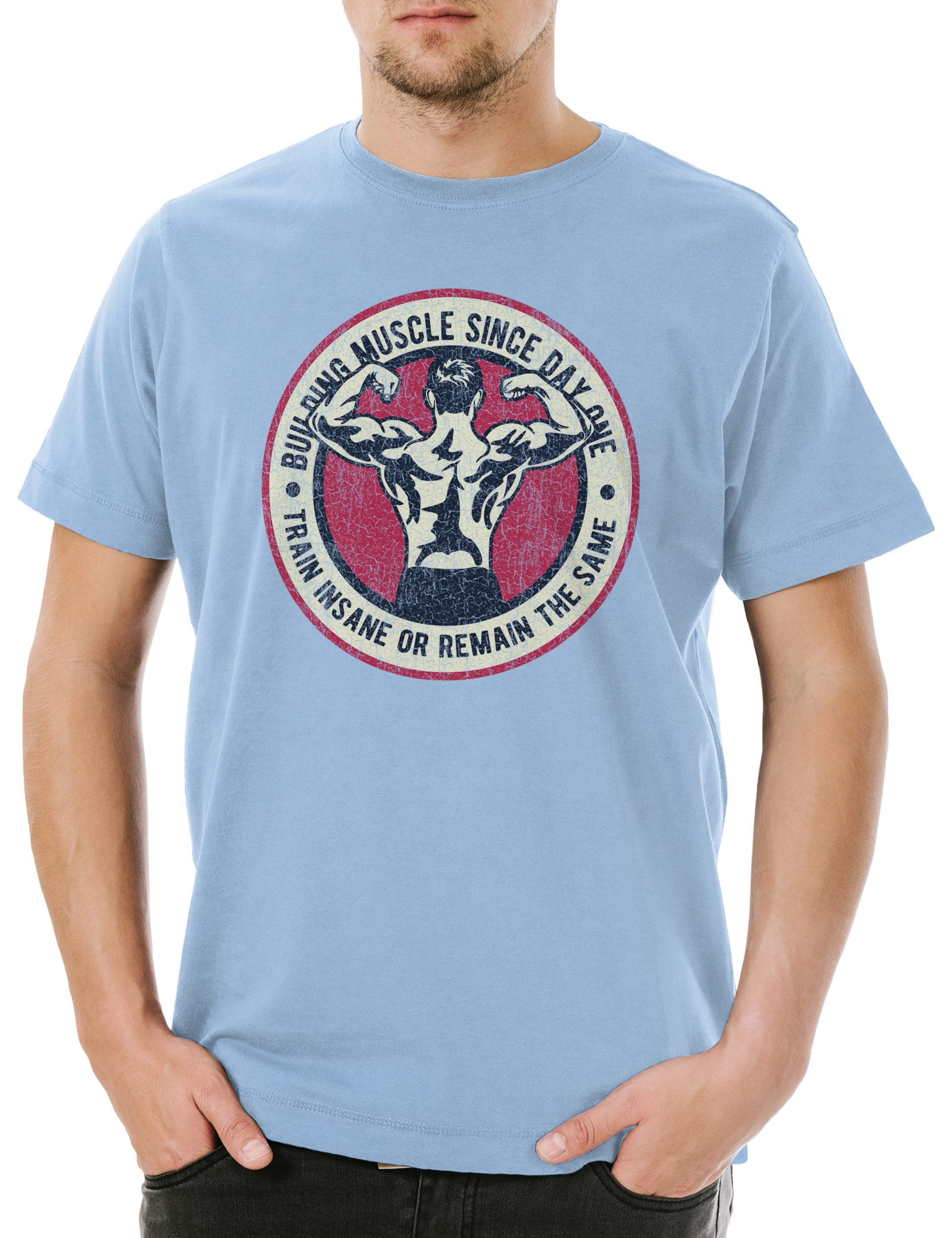 Print-Shirt Train Insane Herren T-Shirt Body Building Builder Gym Fitness Sport