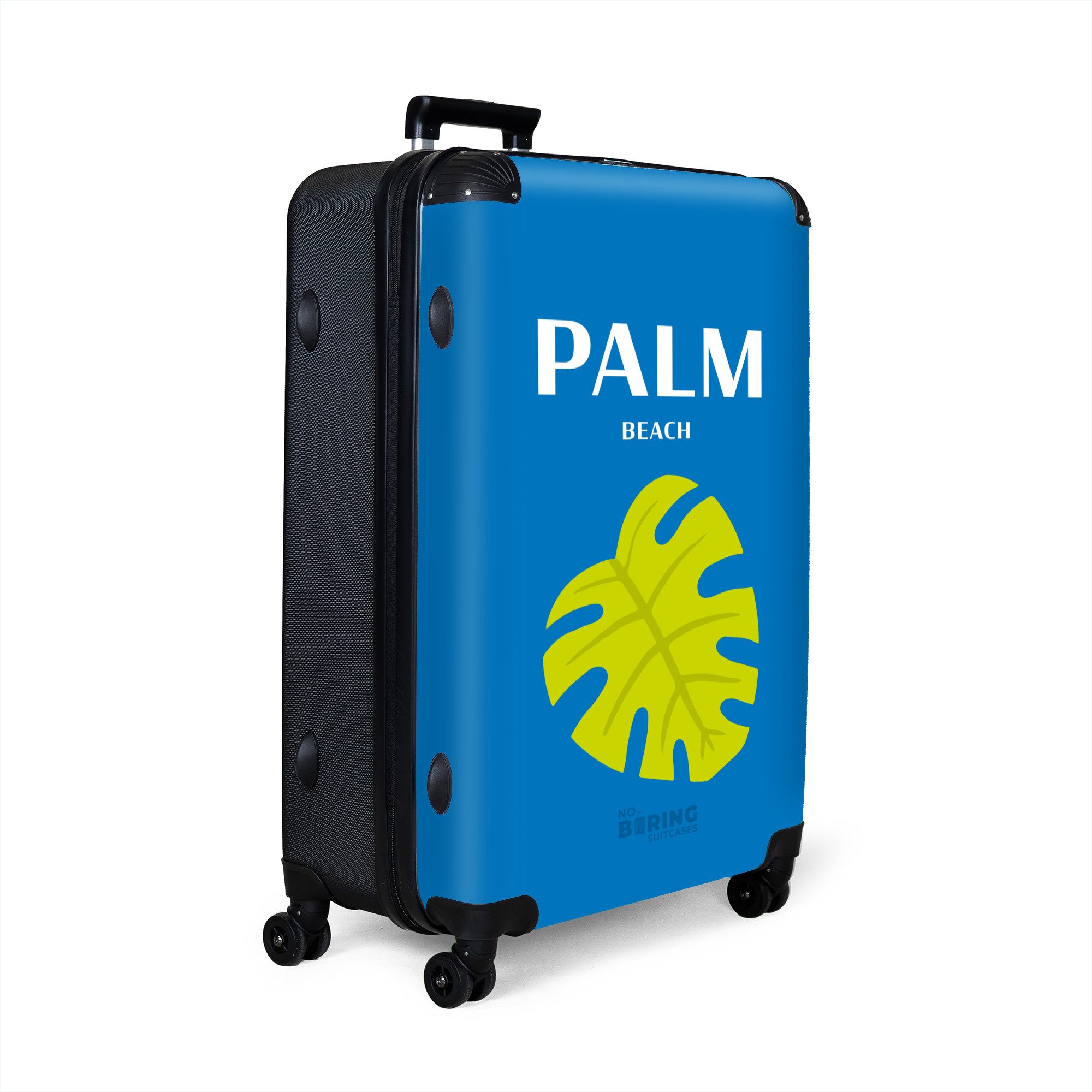 NoBoringSuitcases.com© Hartschalen-Trolley Blau mit Palm Beach günstig online kaufen