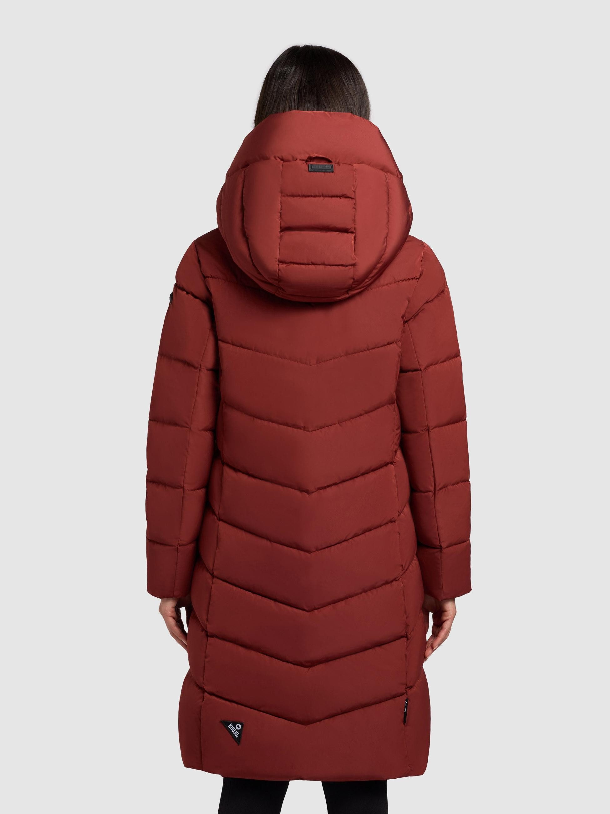 khujo Steppmantel Mikia2-YM Warmer Damen Wintermantel mit hohem Kragen und Kapuze