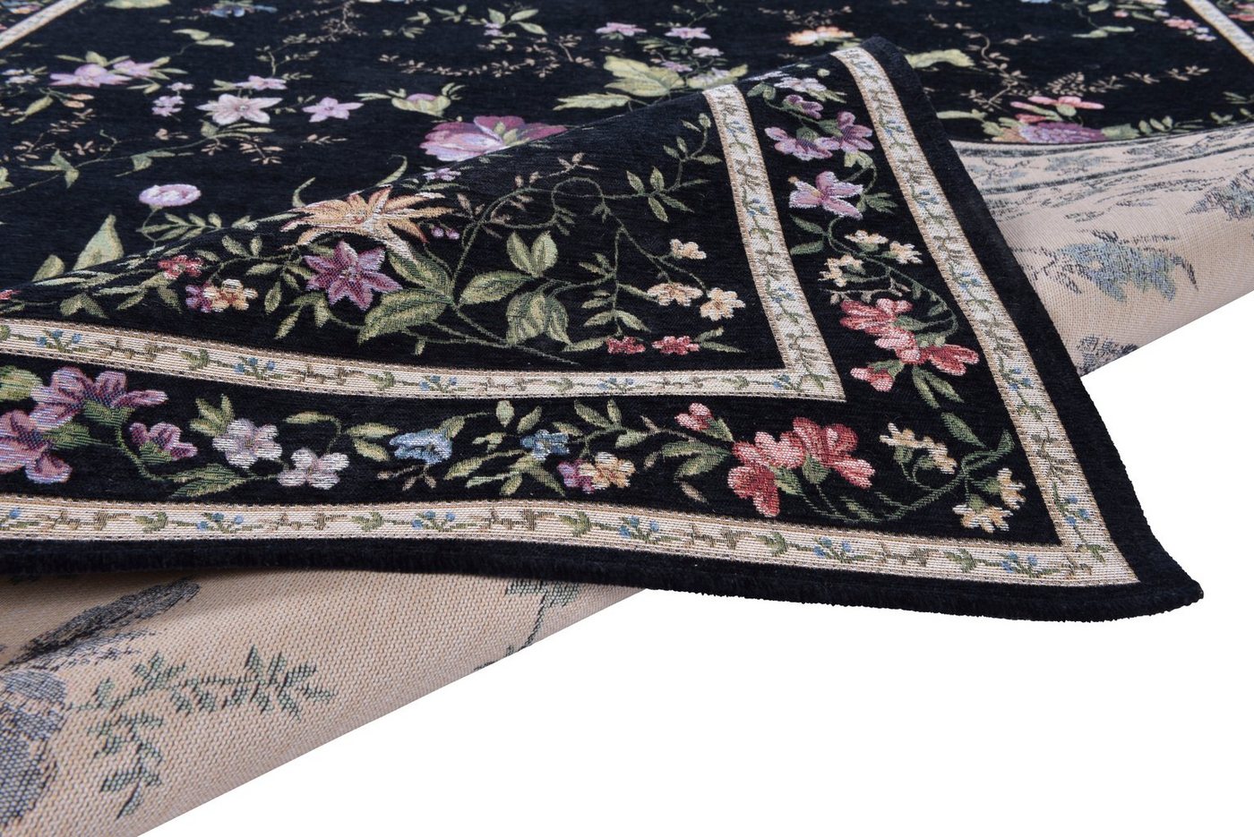 Teppich »Flomi Sagrini«, THEKO, rechteckig, Höhe 3 mm, Flachgewebe, Pastell-Farben, Blumen Design, Wohnzimmer-kaufen