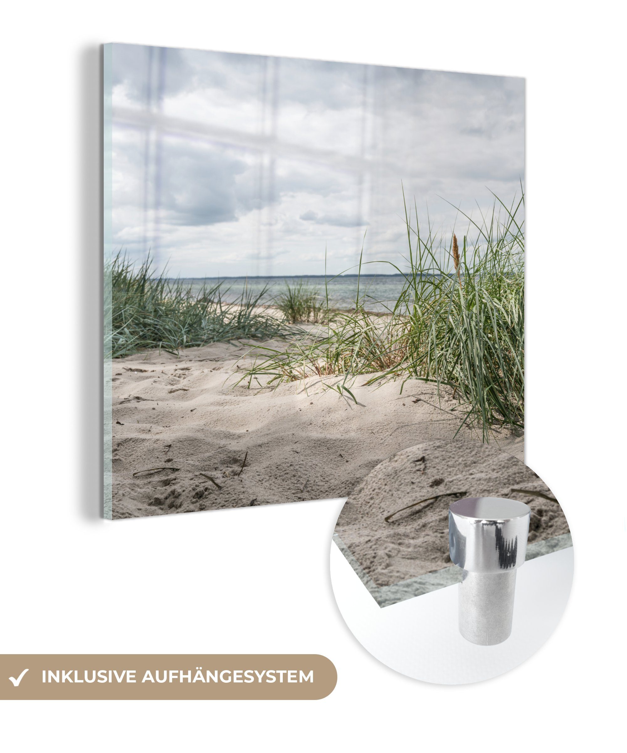 MuchoWow Acrylglasbild Sand - Pflanzen - Deutschland, (1 St), Glasbilder - Bilder auf Glas Wandbild - Foto auf Glas - Wanddekoration