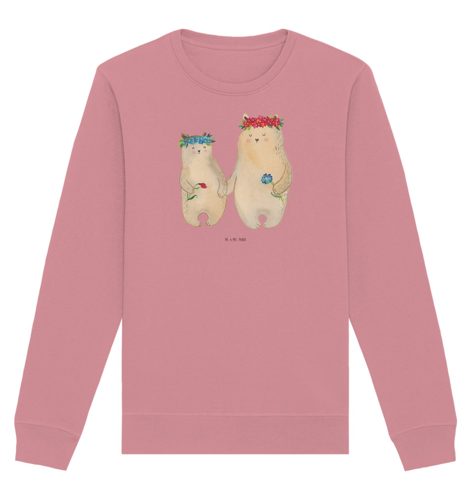 Longpullover Bären mit Blumenkranz Größe XS - Canyon Pink - Geschenk, Sweatshirt