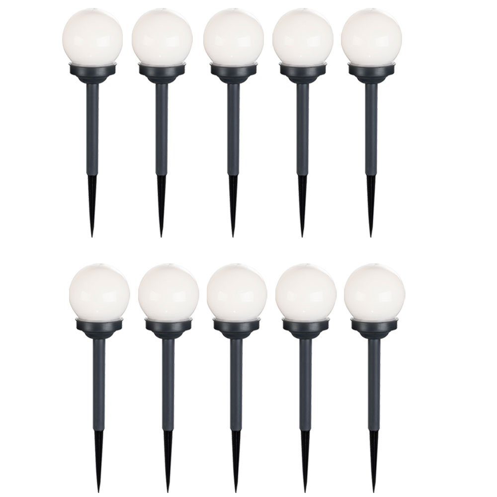 GLOBO LIGHTING LED Gartenleuchte, LED-Leuchtmittel fest verbaut, Warmweiß, 10er Set LED Außen Solar Lampen Kugel Design Erd Spieß Steck