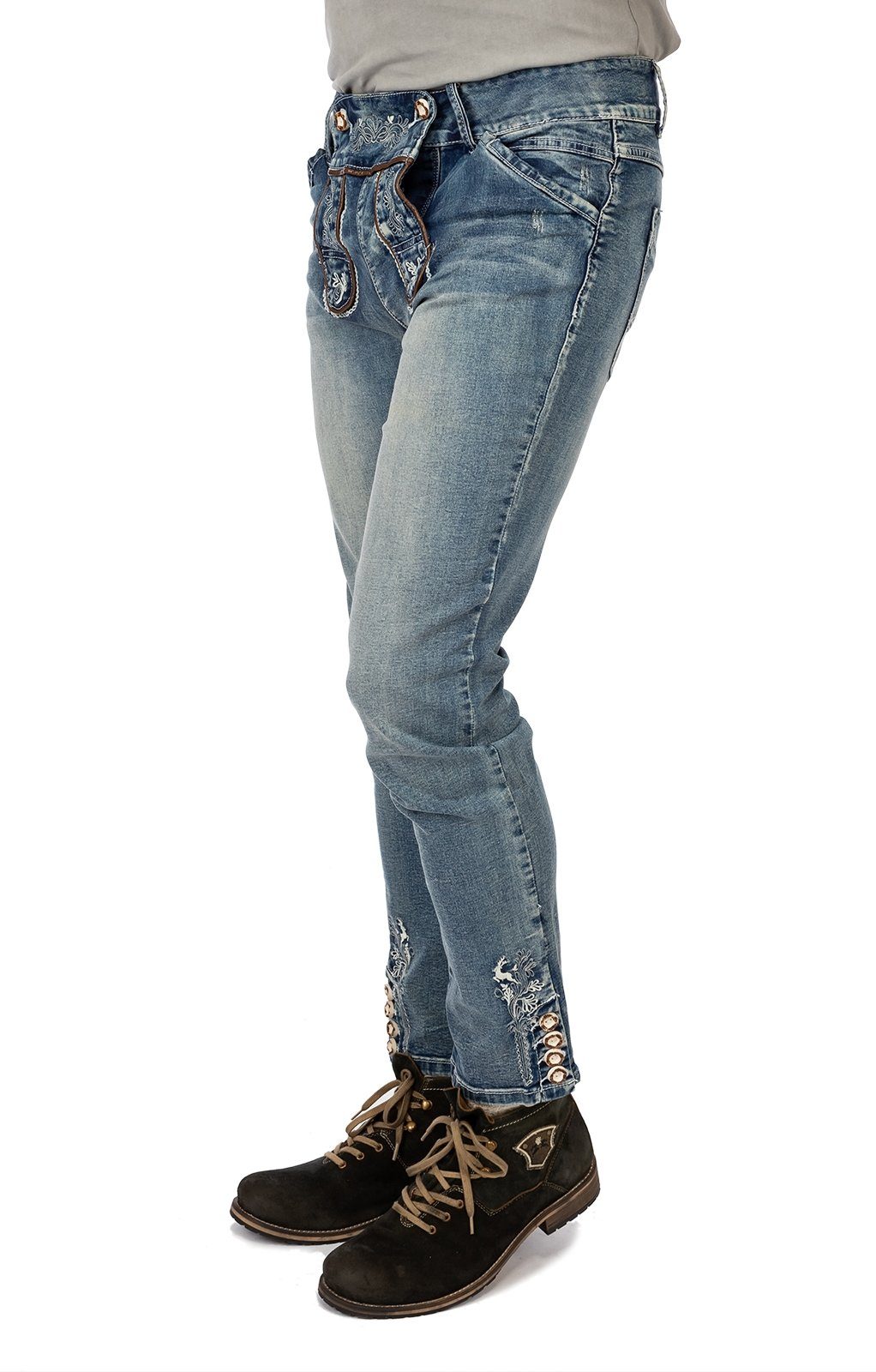 MarJo blau lang Jeanshose Trachtenhose GUSTL