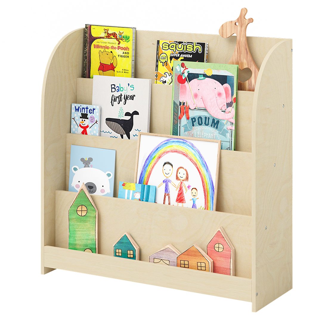 Bellabino Kinderregal Baru mit 4 großzügigen Ablagefächern, natur unbehande günstig online kaufen