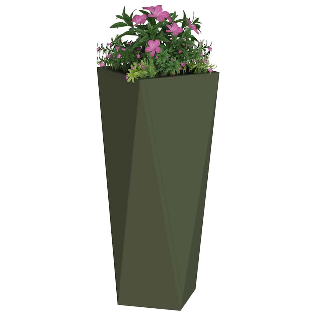 vidaXL Blumentopf Pflanzkübel Olive Grün 30 x 30 x 75 cm Stahl (1 St)