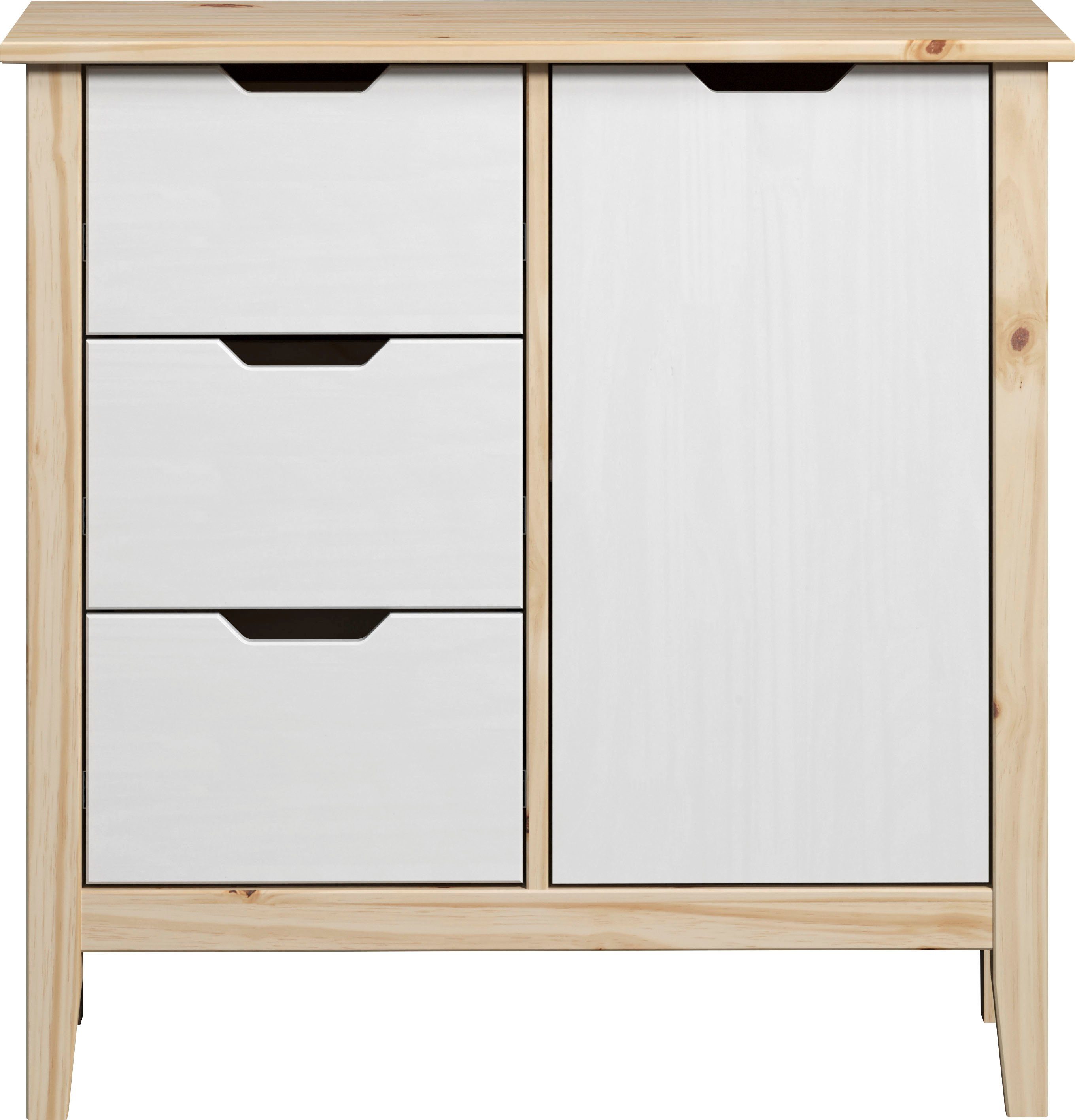 INTER-FURN Kommode Latera (1 St), Massivholz / Klarlack matt, Kiefer, B/H/T: 78 x 79 x 39 cm